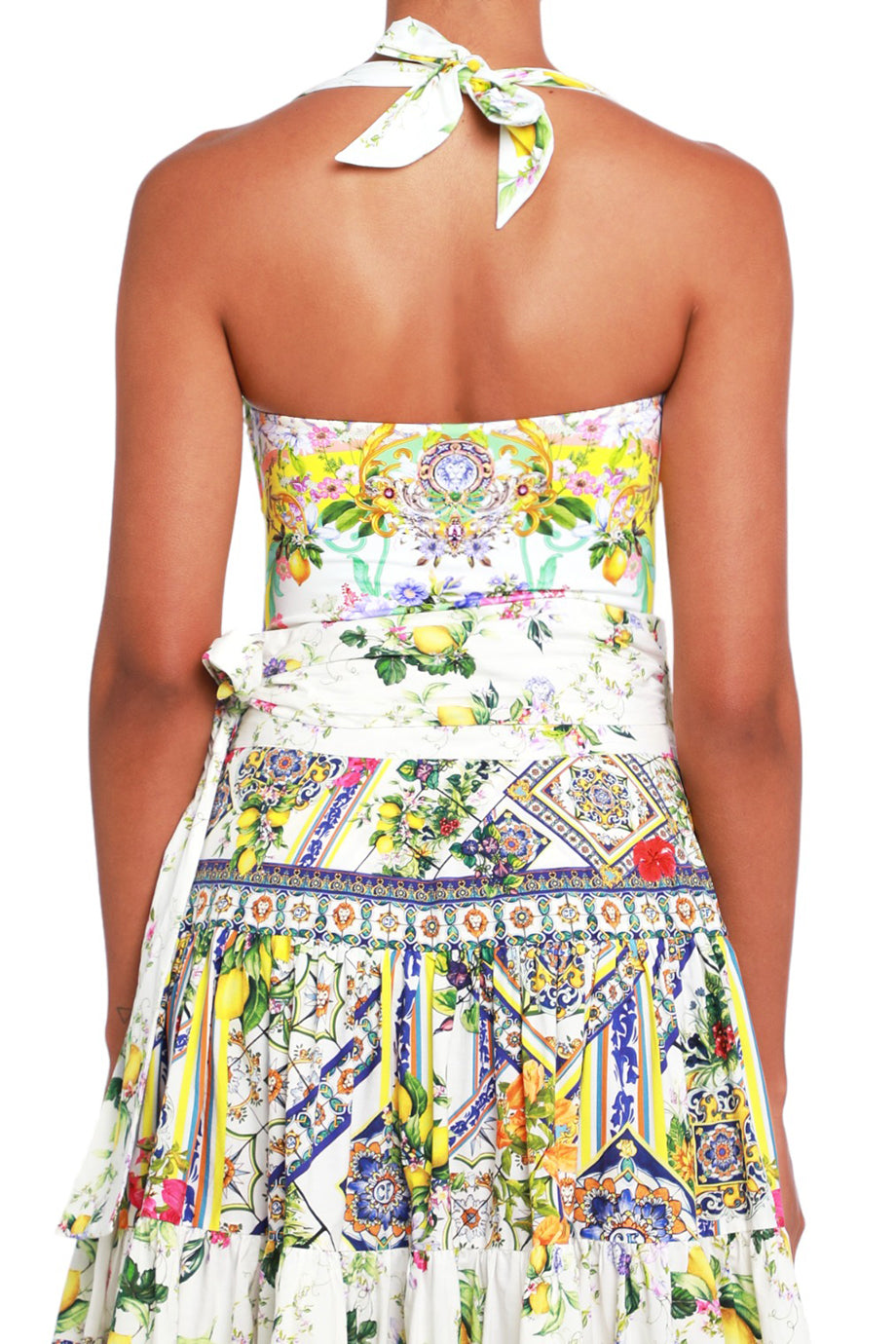 Halter Neck One Piece With Tie