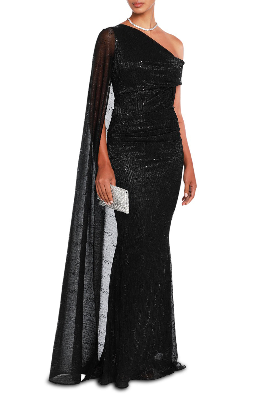 Off-Shoulder Gown With Cape