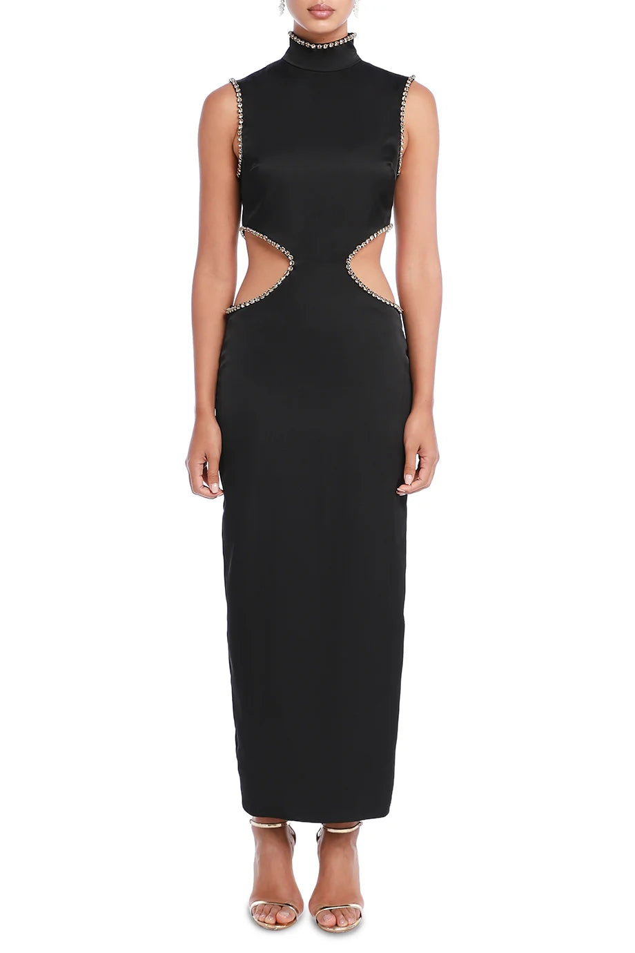 Baldassar Diamante Detail Long Satin Dress