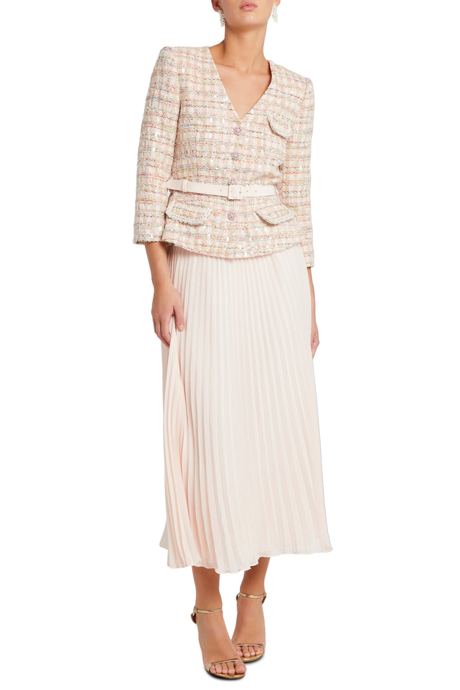SEQUIN BOUCLE MIDI DRESS