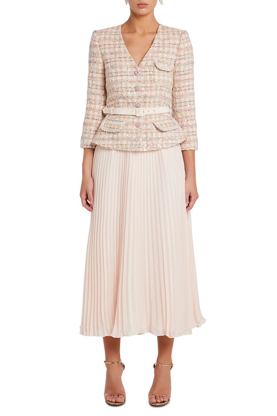 SEQUIN BOUCLE MIDI DRESS
