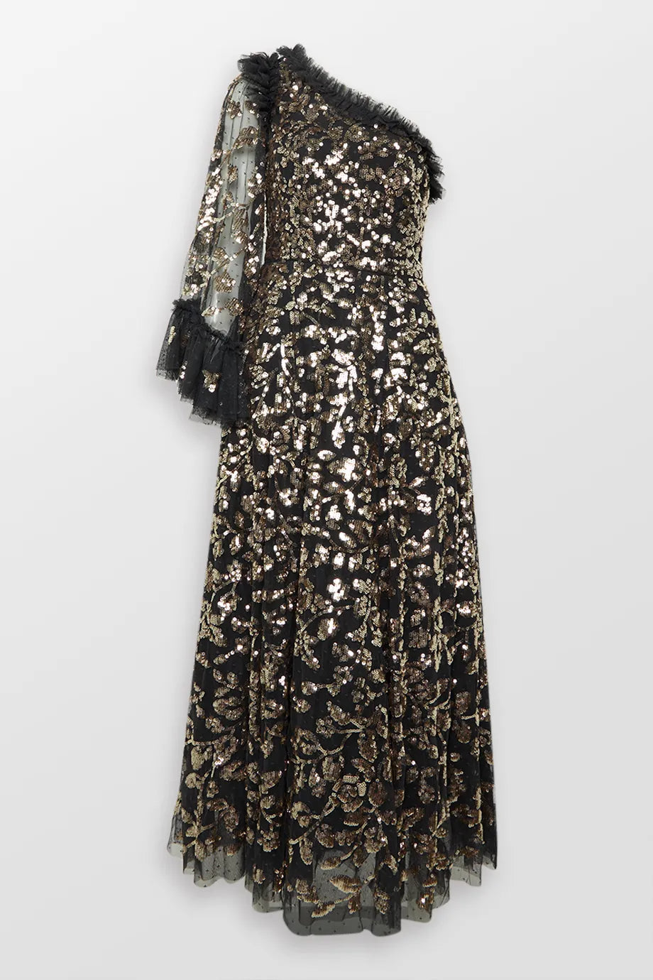 Falling Leaves One Shoulder Evening Dress