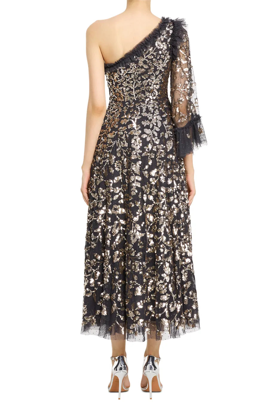 Falling Leaves One Shoulder Evening Dress