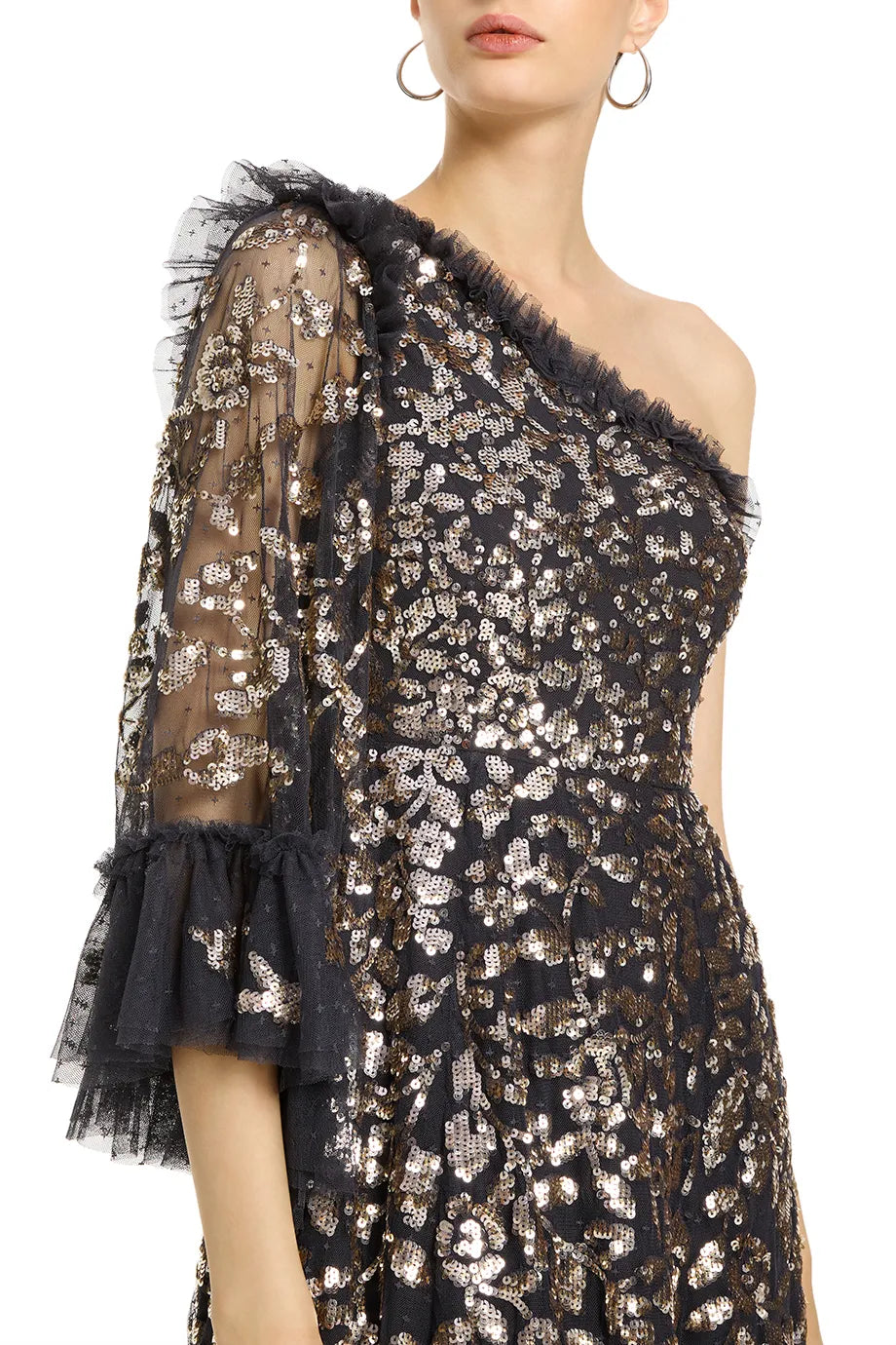 Falling Leaves One Shoulder Evening Dress