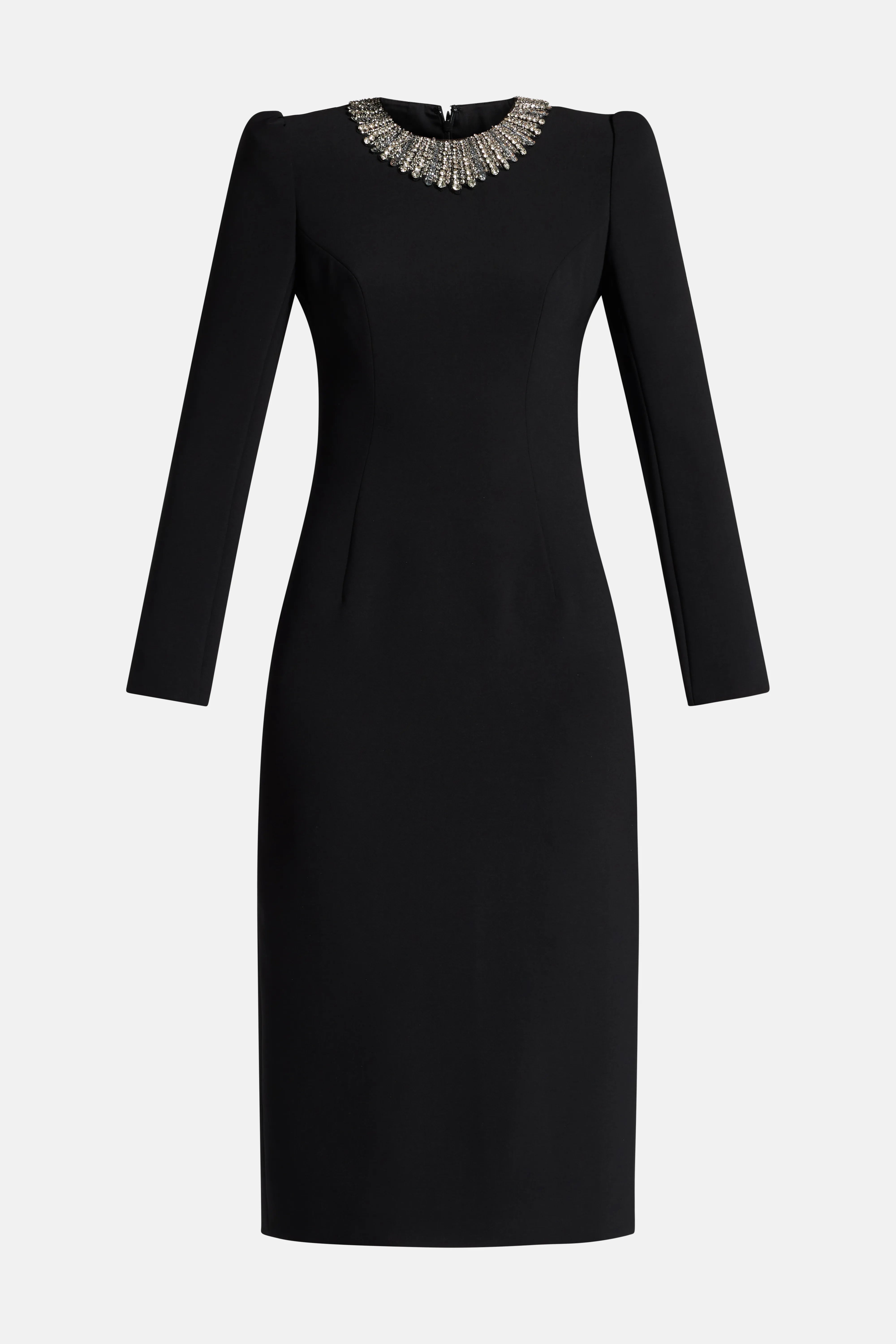 Cora Embellished Cocktail Midi Dress in Black