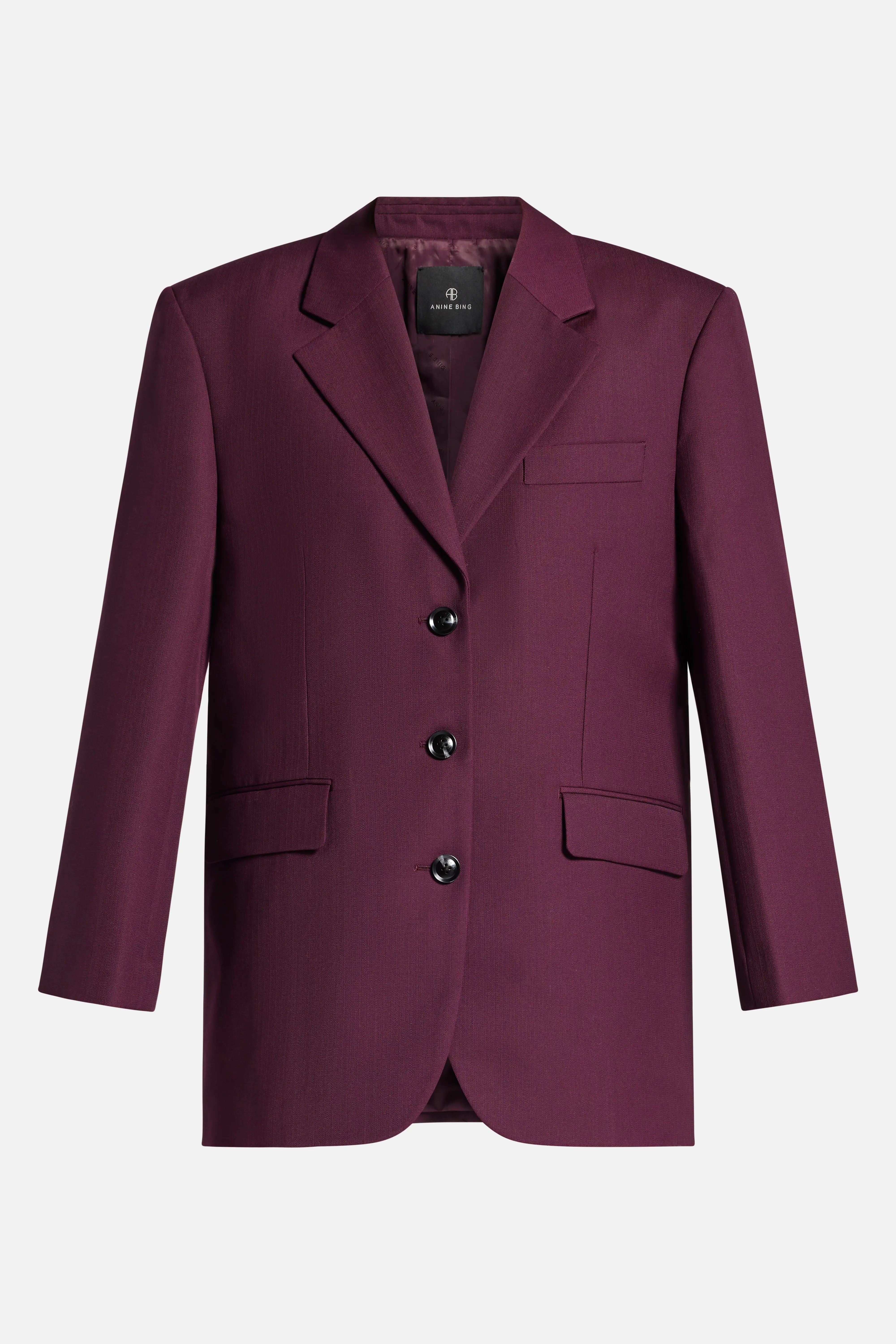 Sara Wool Blazer in Burgundy