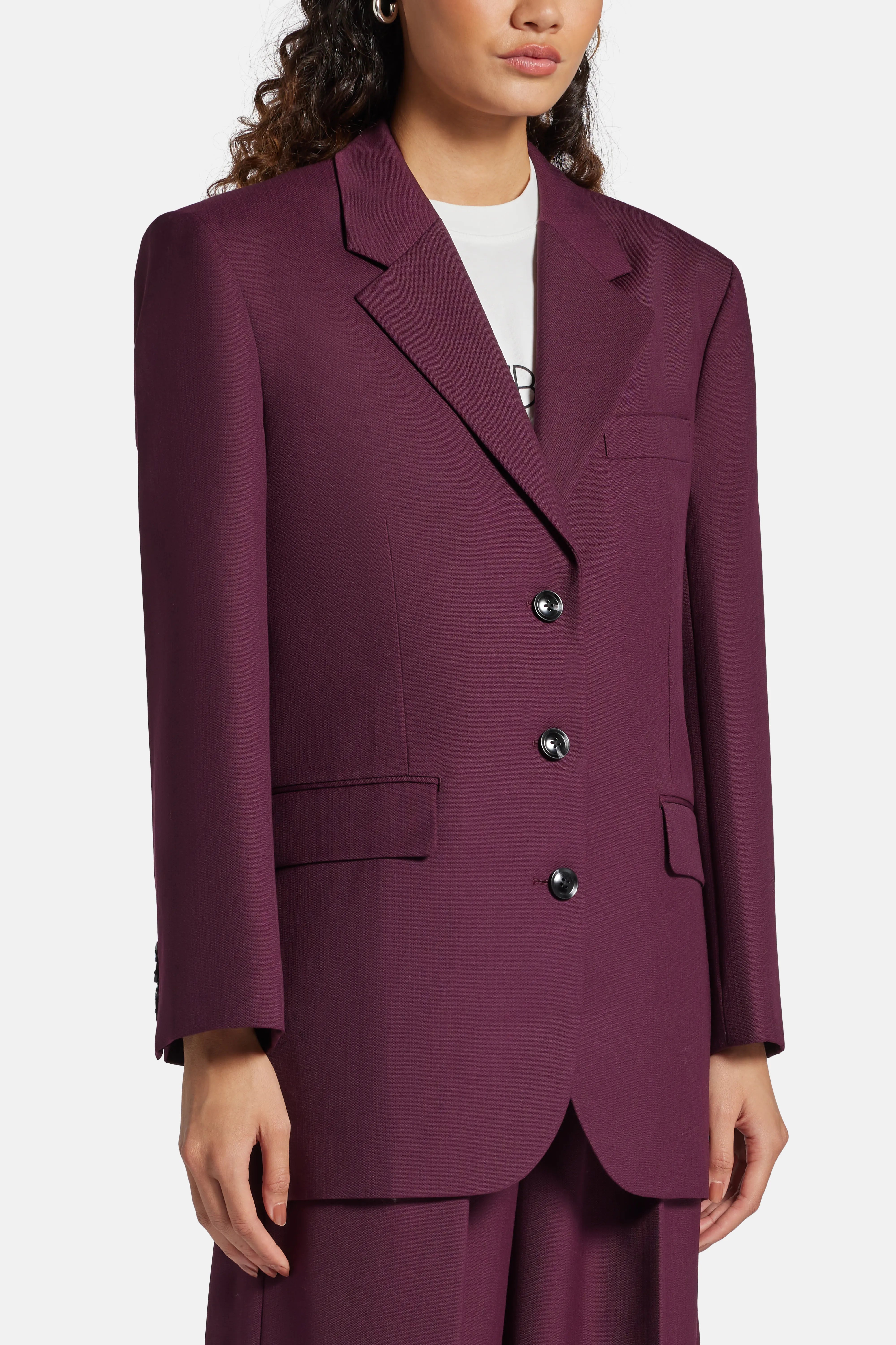 Sara Wool Blazer in Burgundy