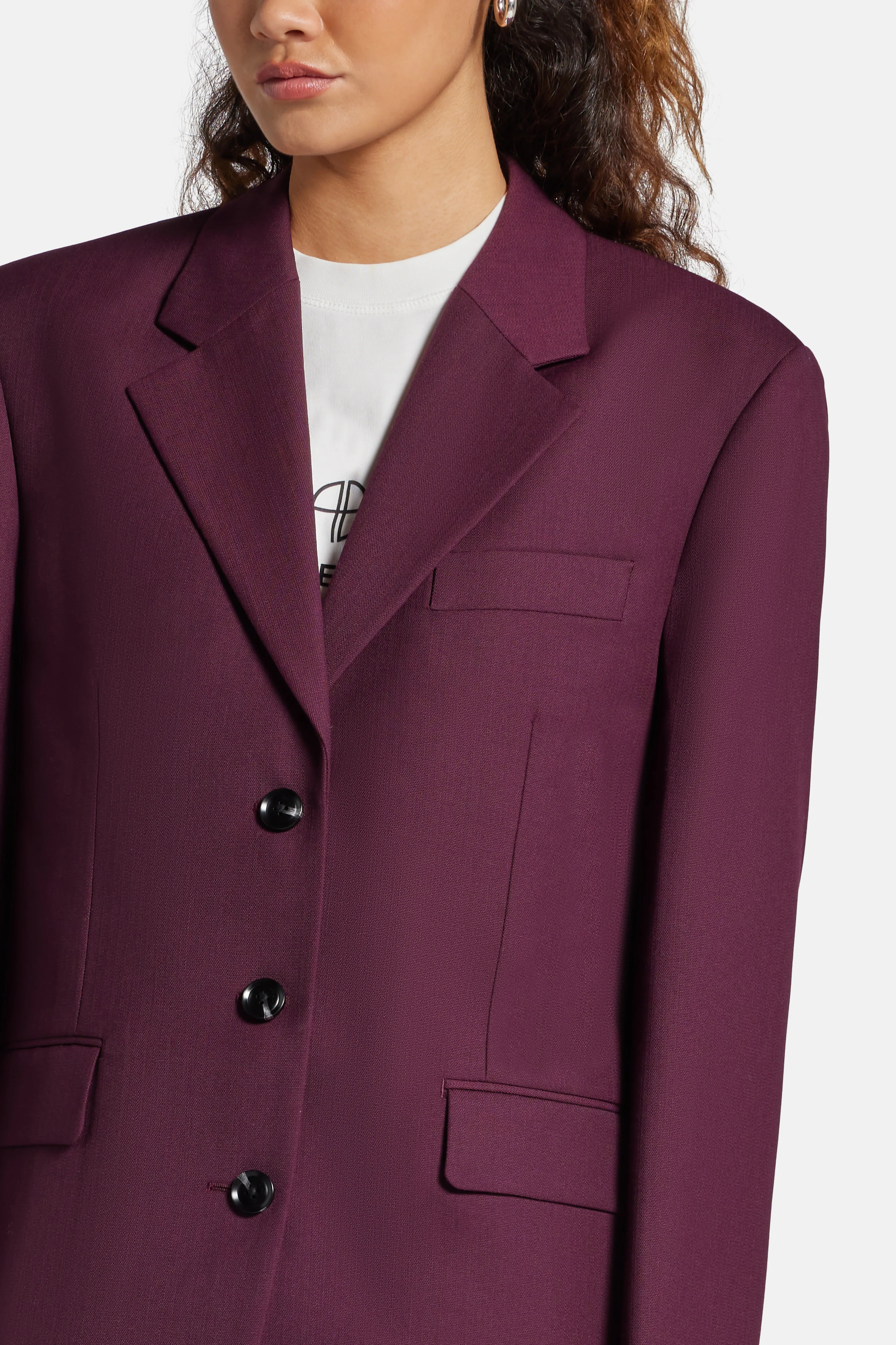 Sara Wool Blazer in Burgundy