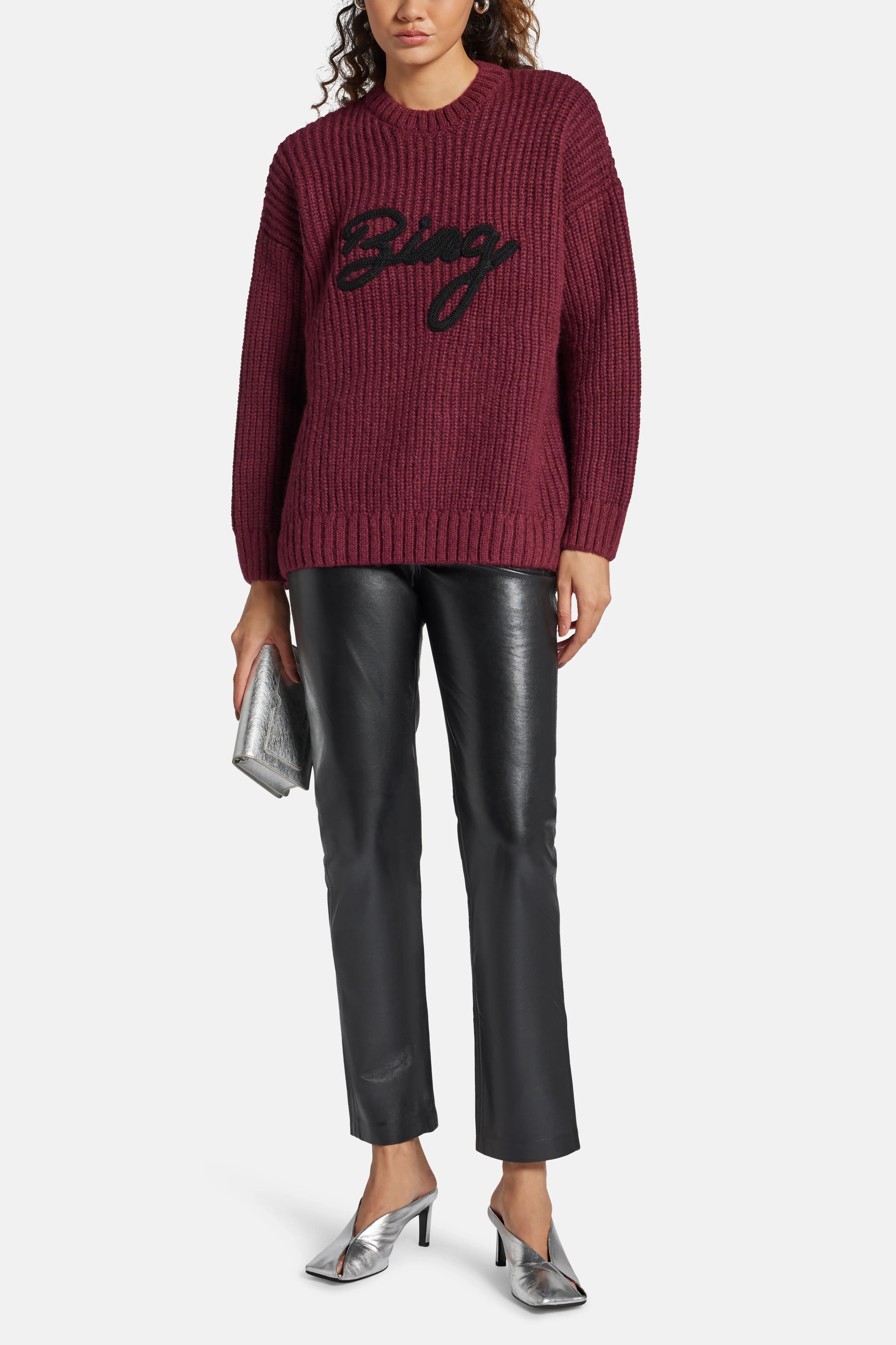 بنطال برونو من الجلد باللون الأسود