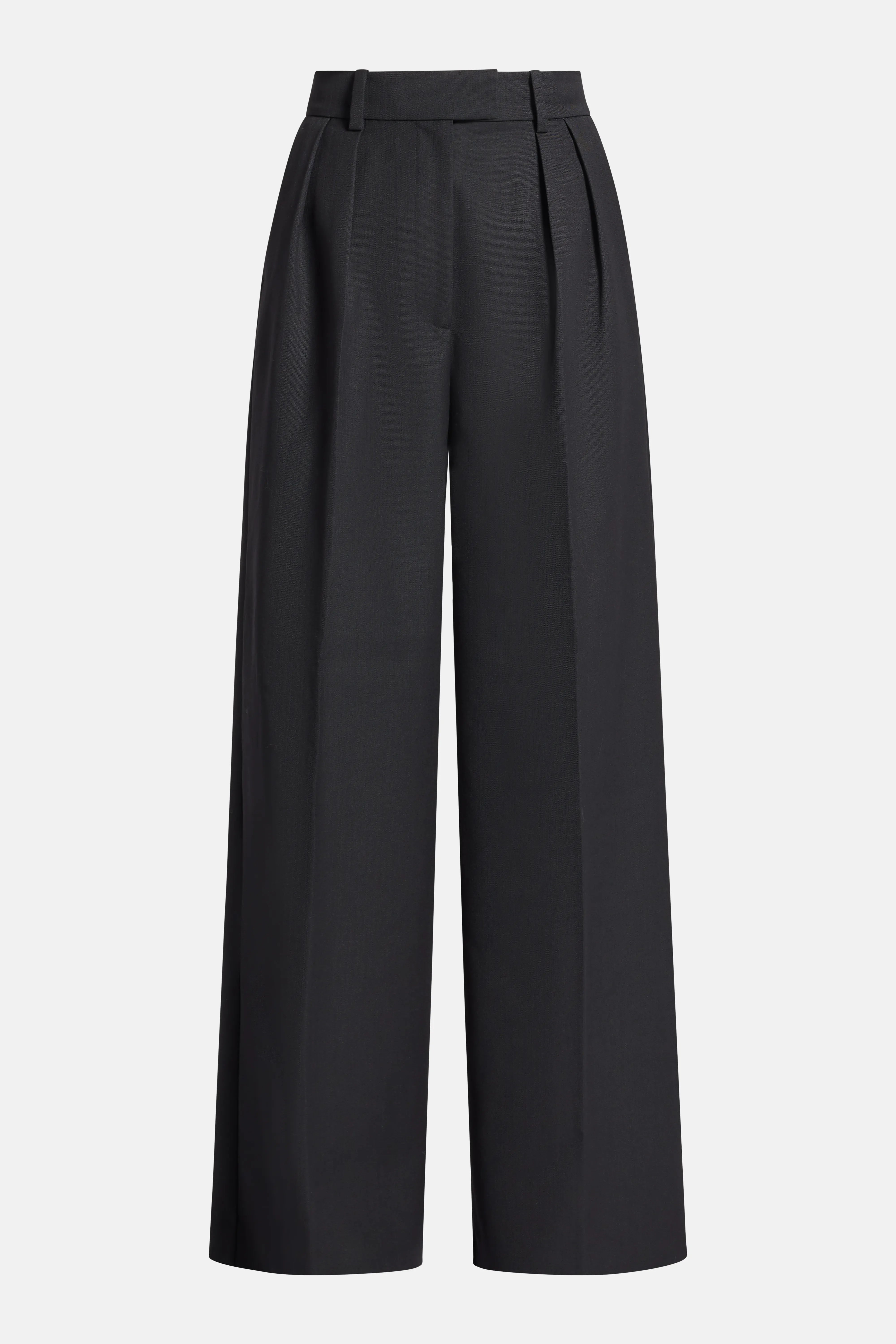 Lou High Waisted Flared Wool Trousers in Black