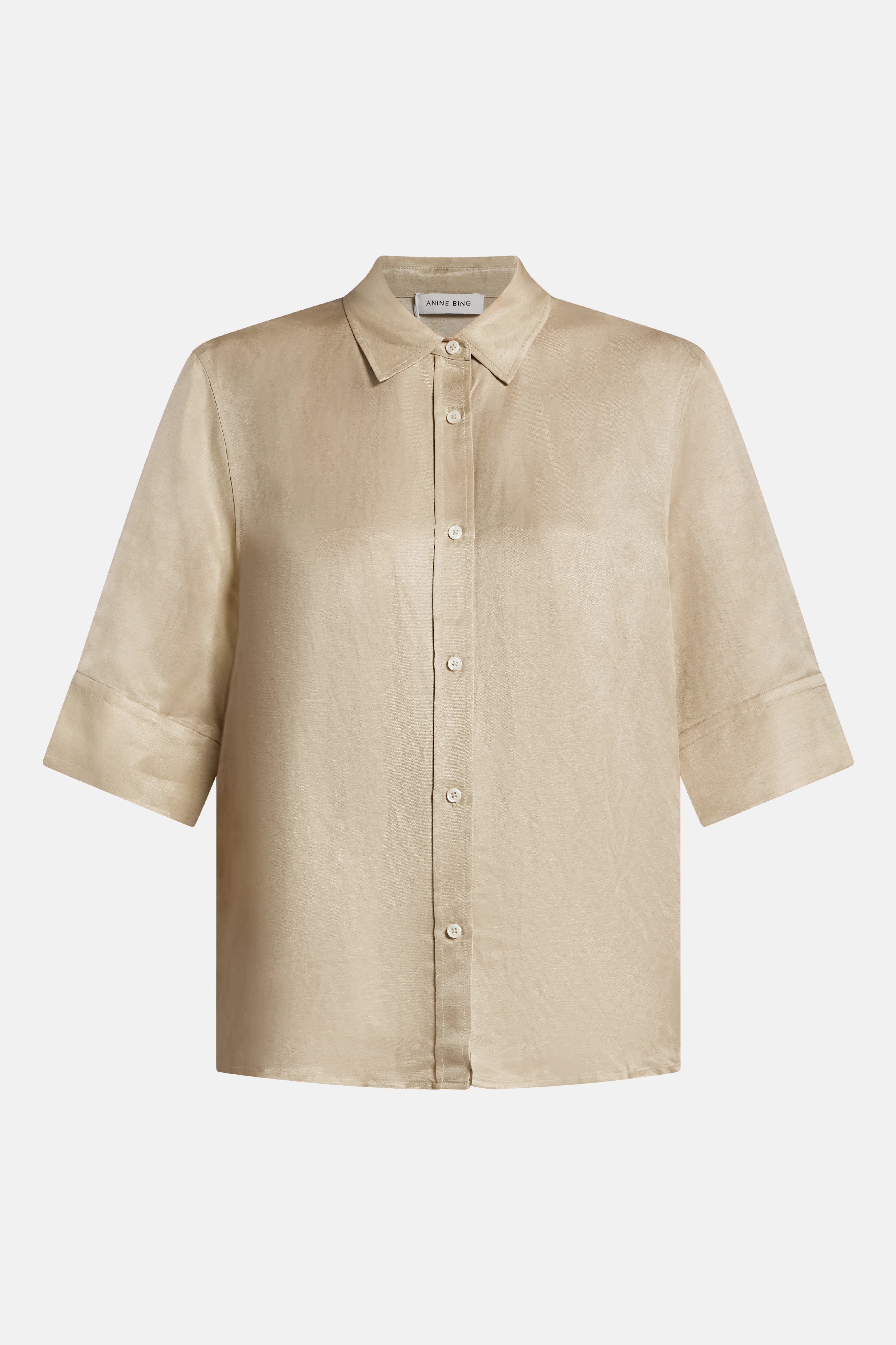 Mary Linen Blend Shirt in Beige