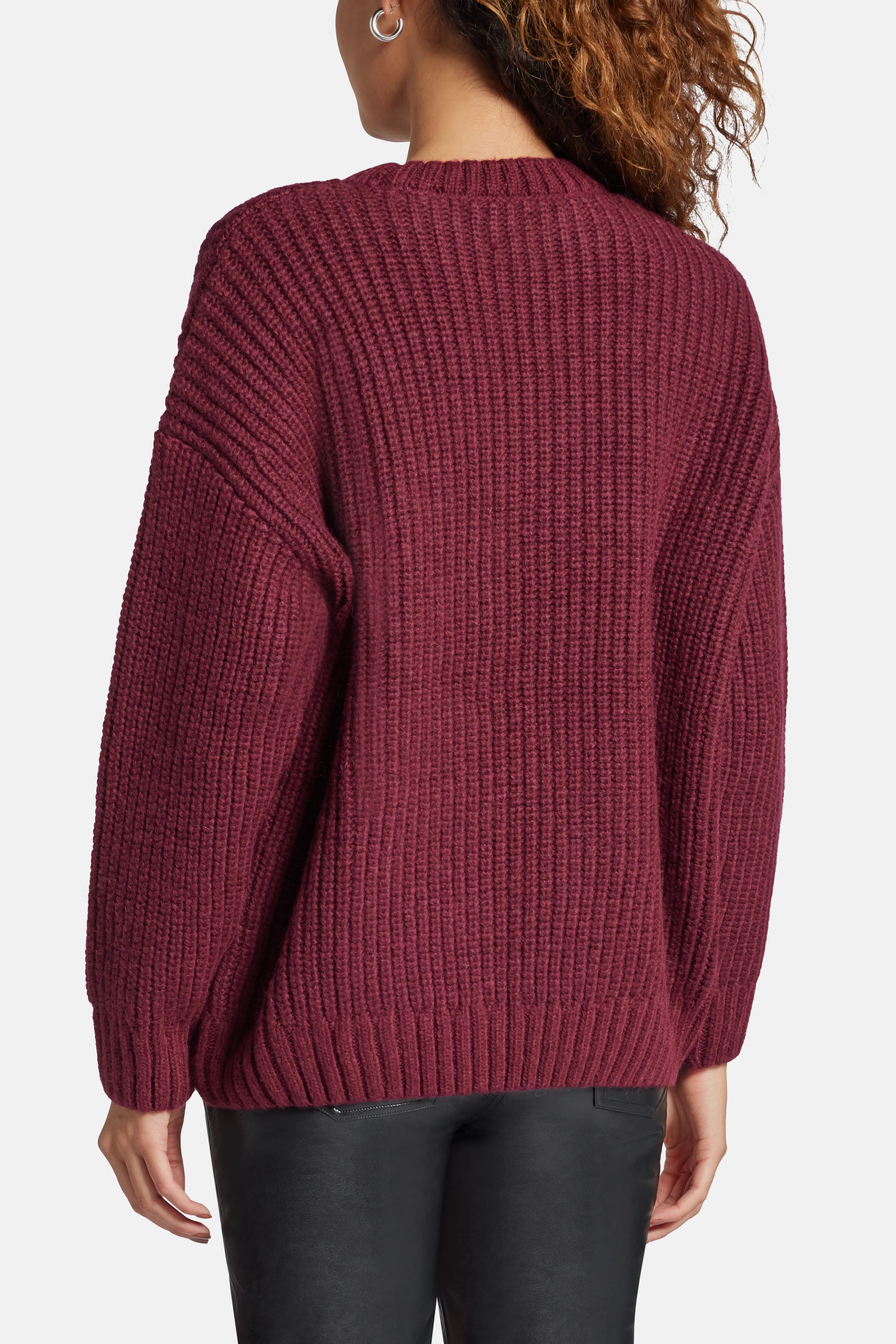 Sydney Signature Logo Crew Neck Sweater in Burgundy