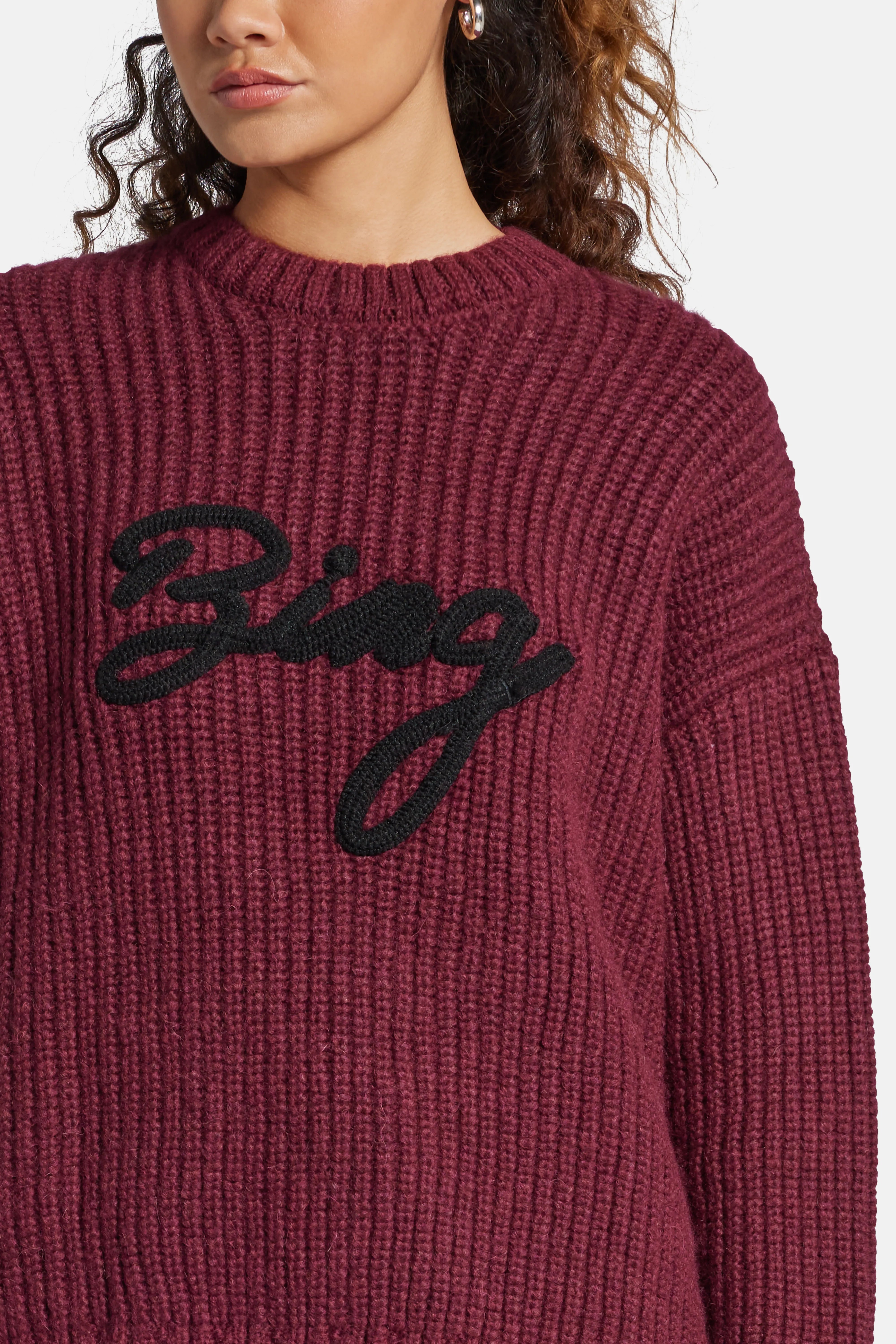 Sydney Signature Logo Crew Neck Sweater in Burgundy