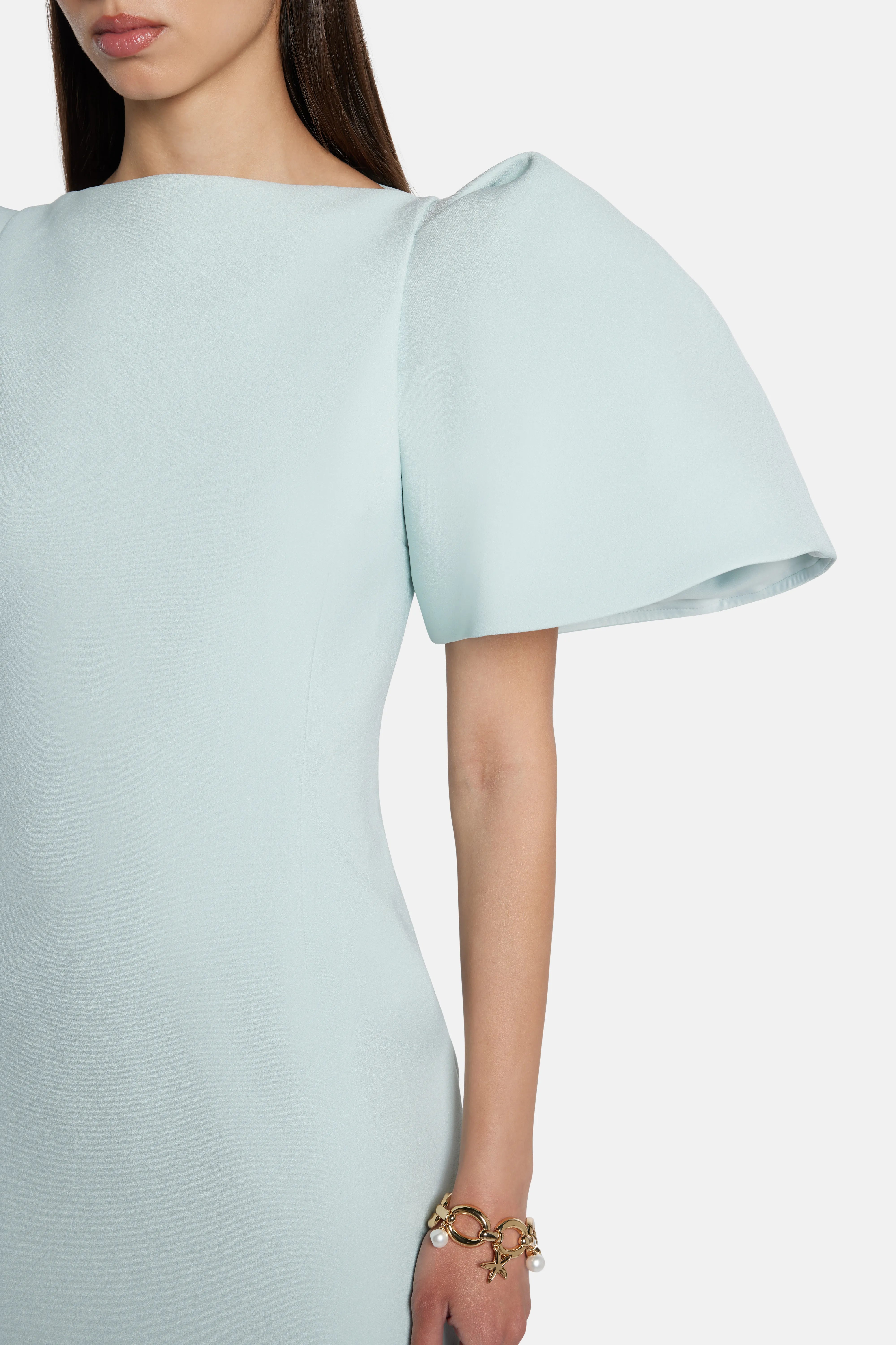 Lora Puff Sleeve Midi Dress in Blue