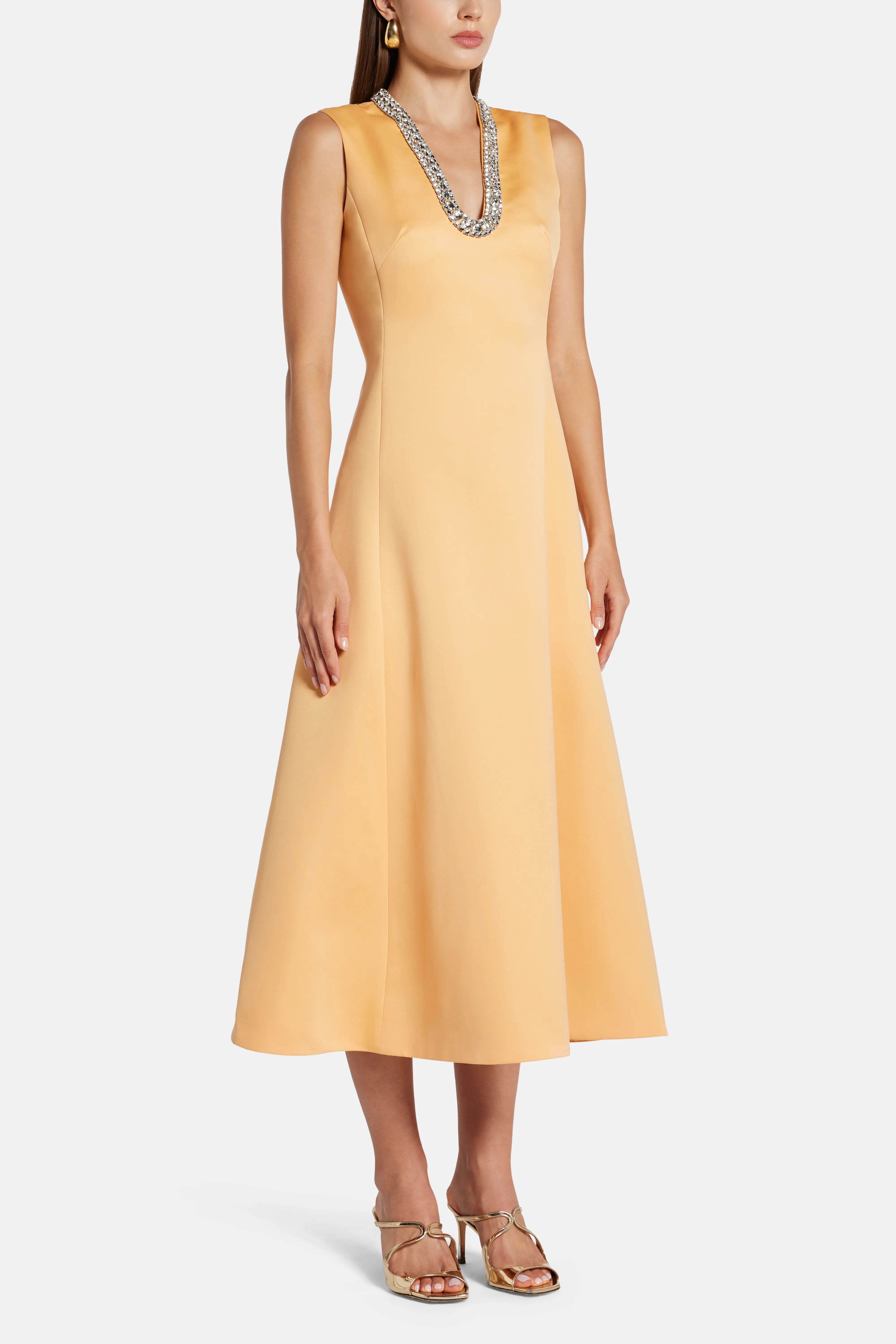 Nicola Embellished Midi Dress in Yellow