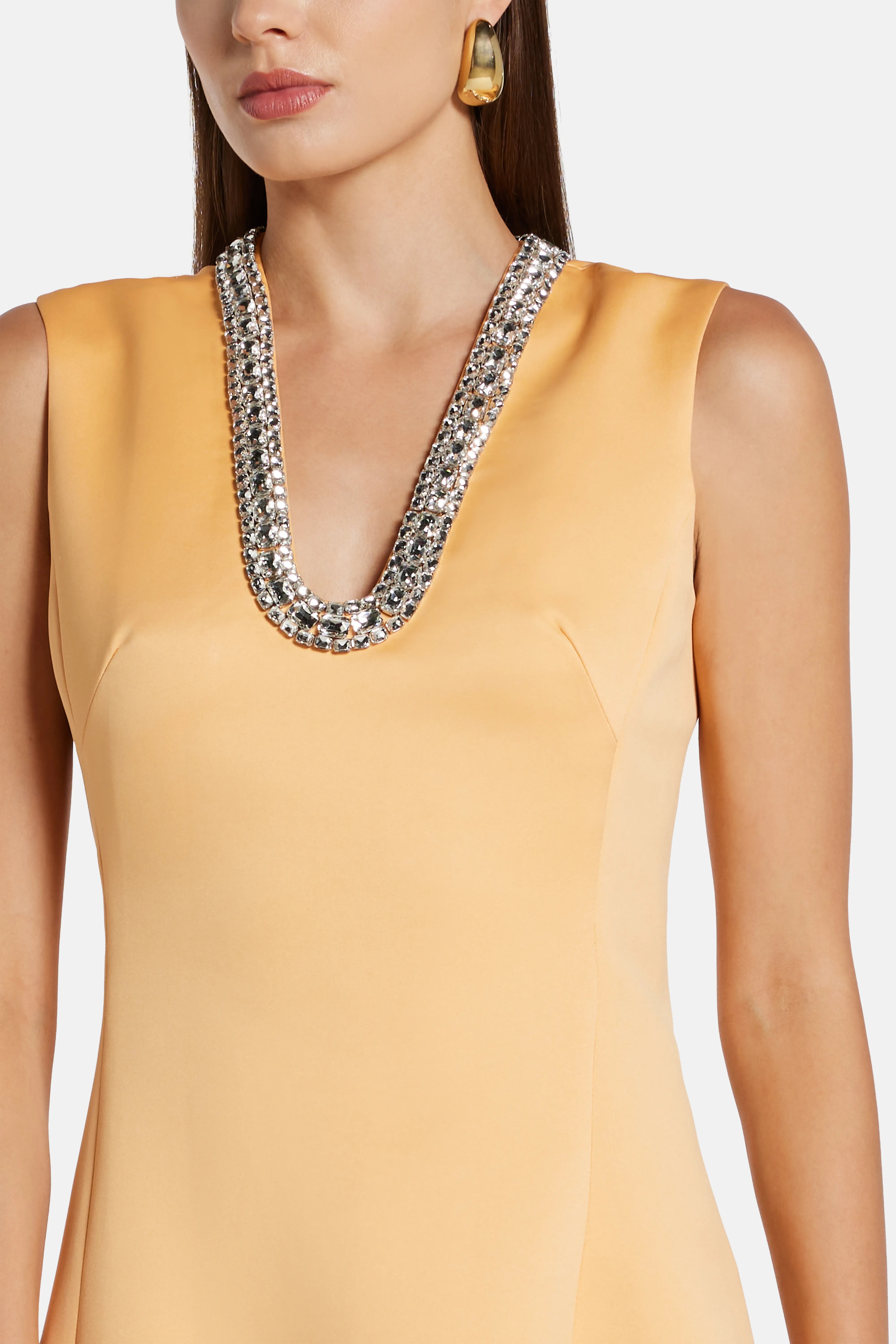 Nicola Embellished Midi Dress in Yellow