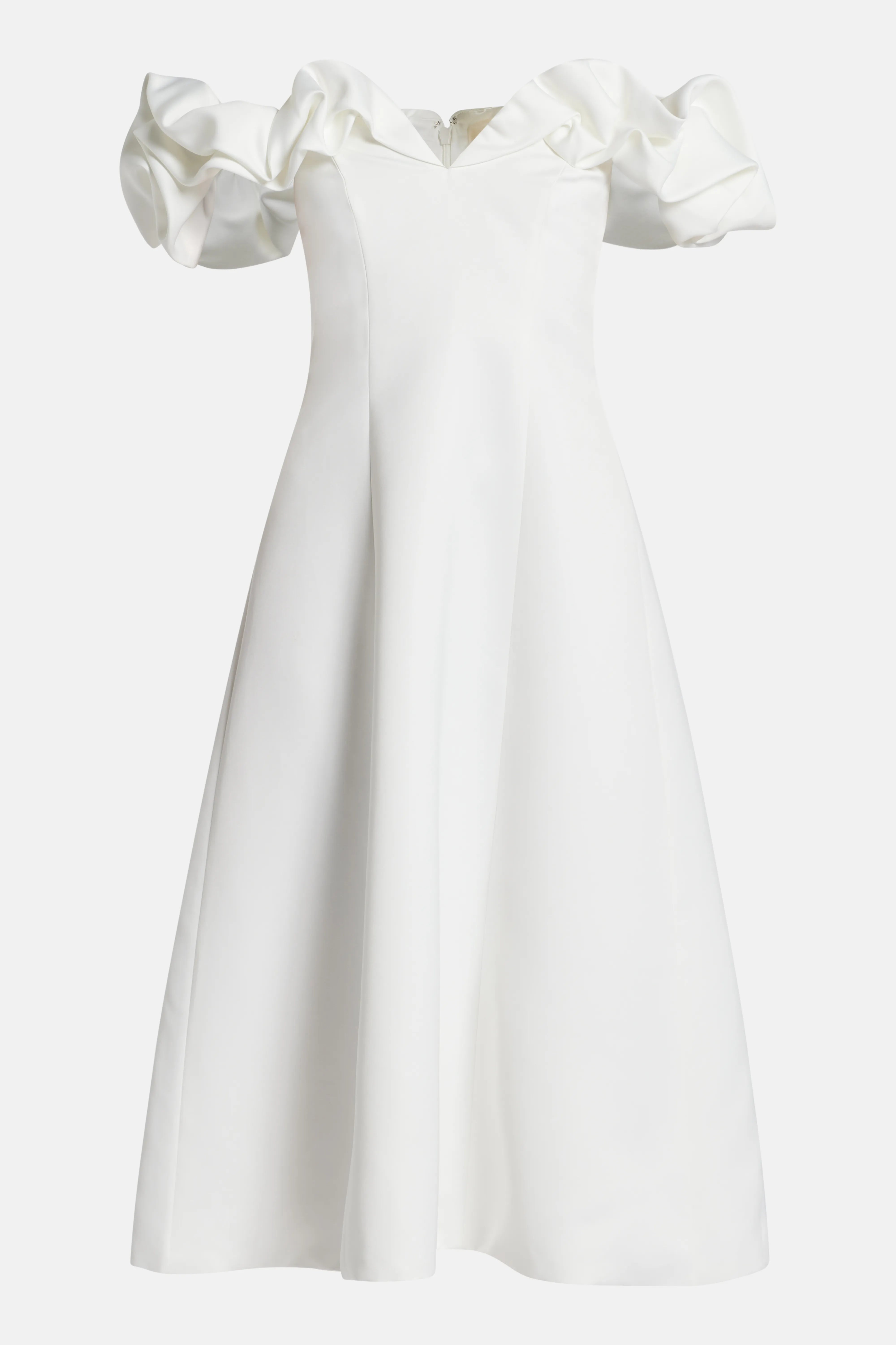 Annie Off Shoulder Frill Midi Dress in White
