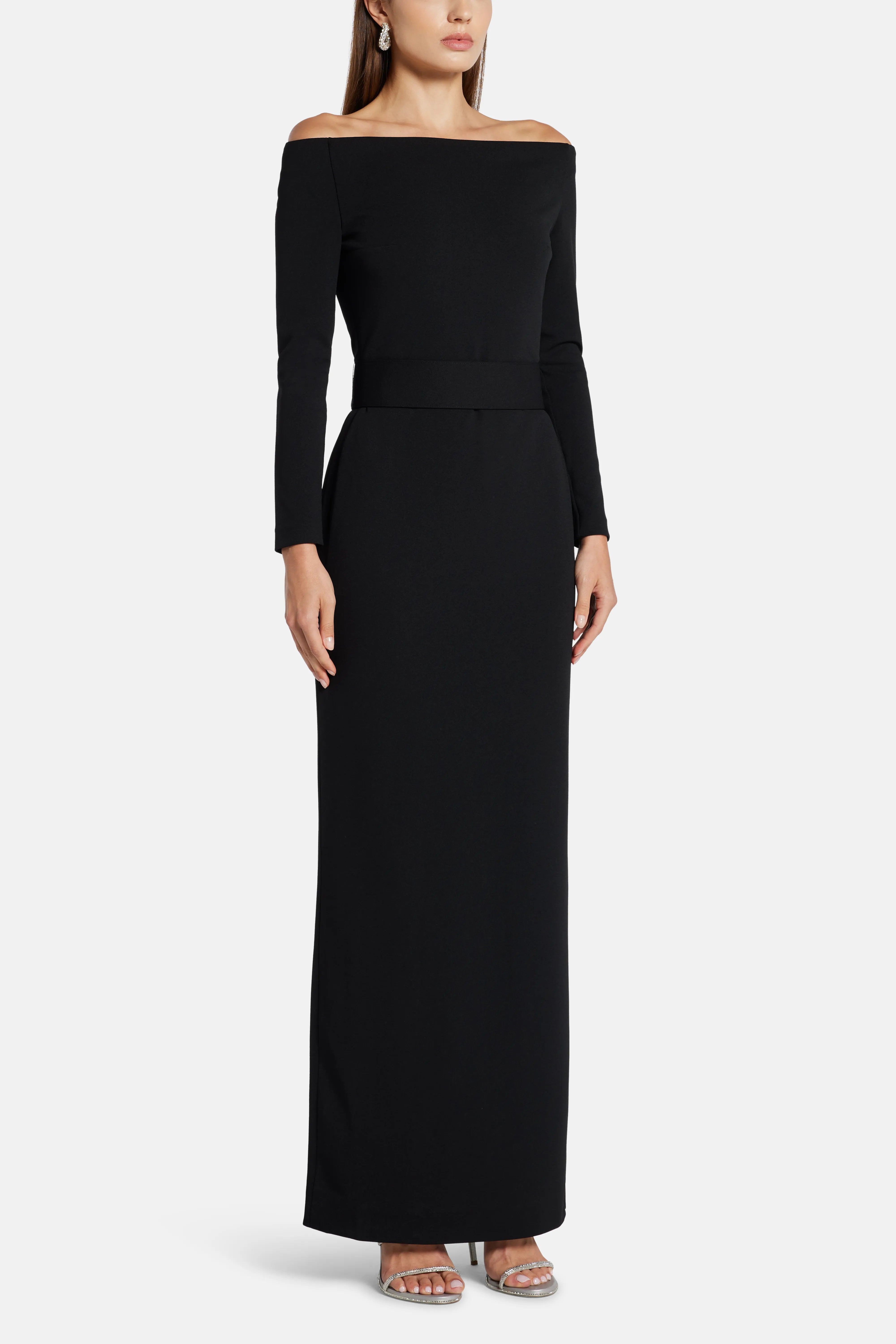Sabina Off Shoulder Maxi Dress in Black
