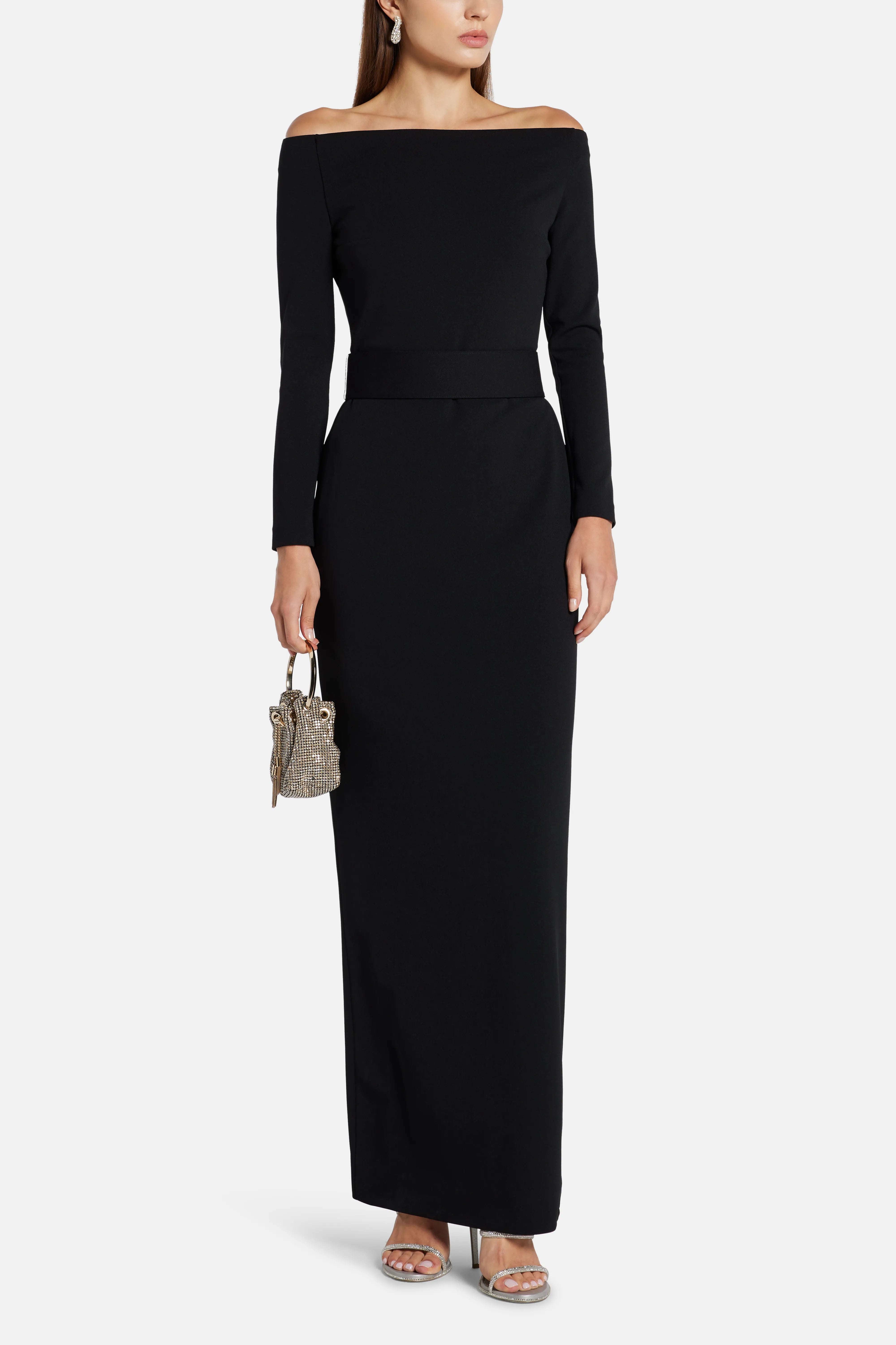 Sabina Off Shoulder Maxi Dress in Black