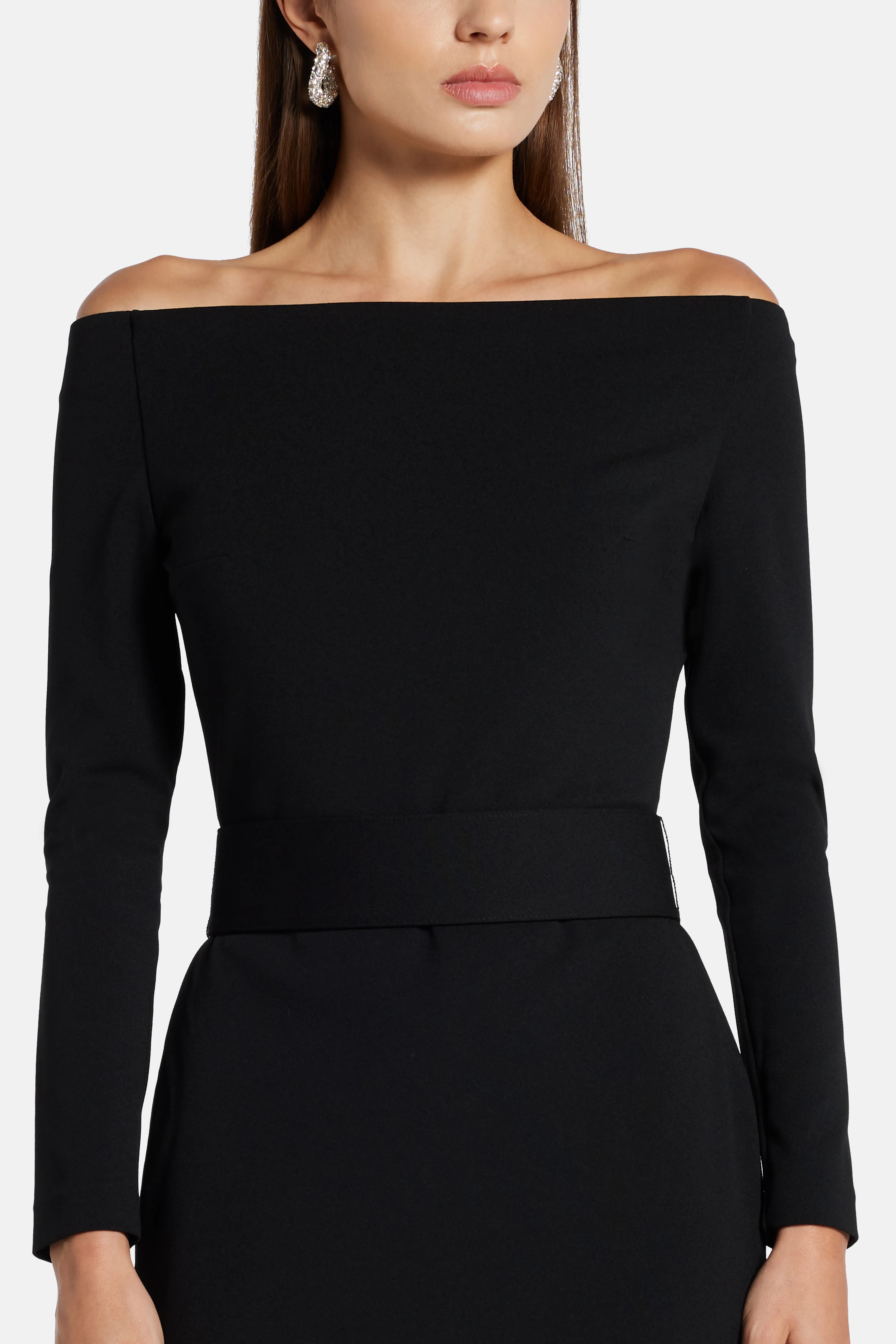 Sabina Off Shoulder Maxi Dress in Black