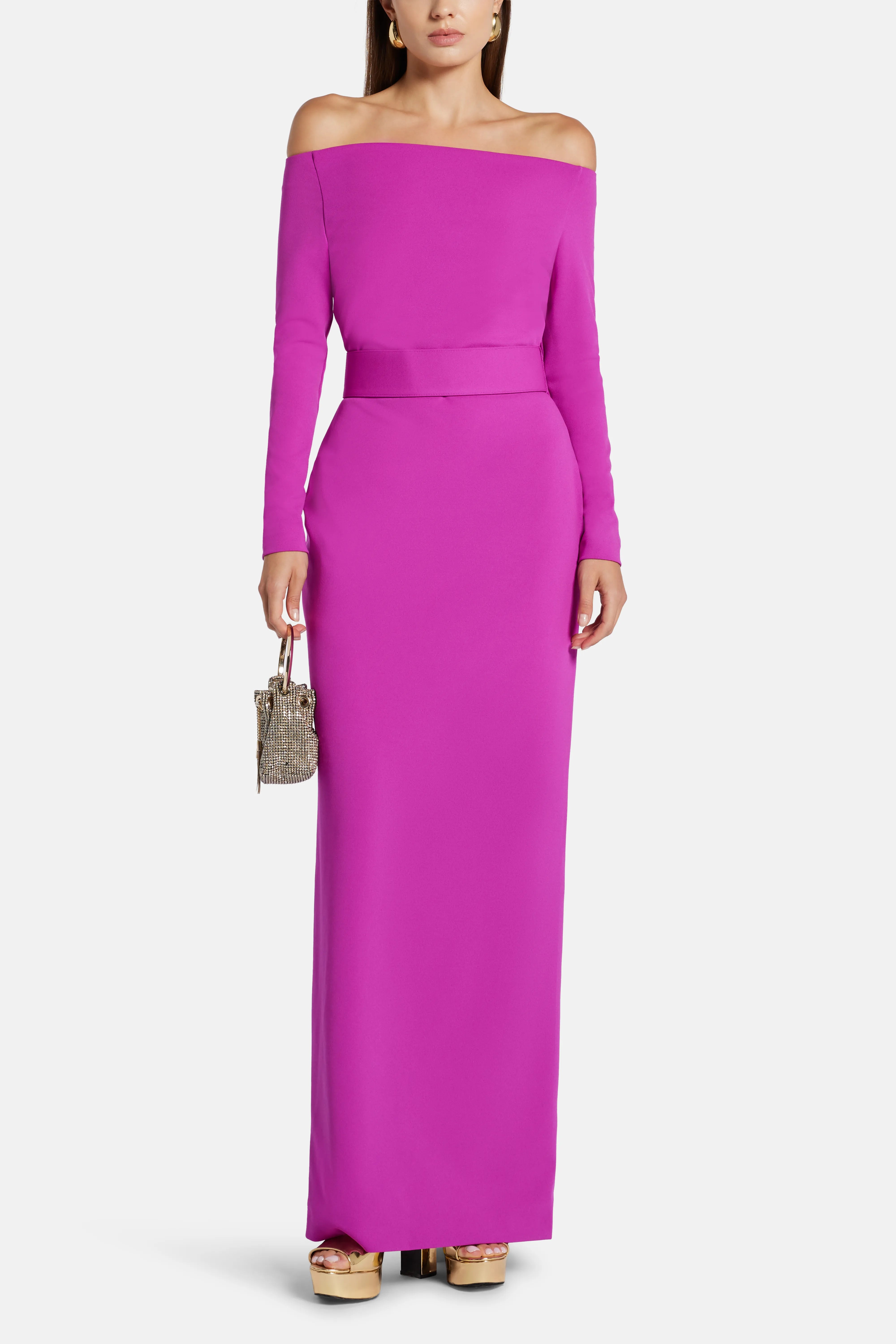 Sabina Off Shoulder Maxi Dress in Pink
