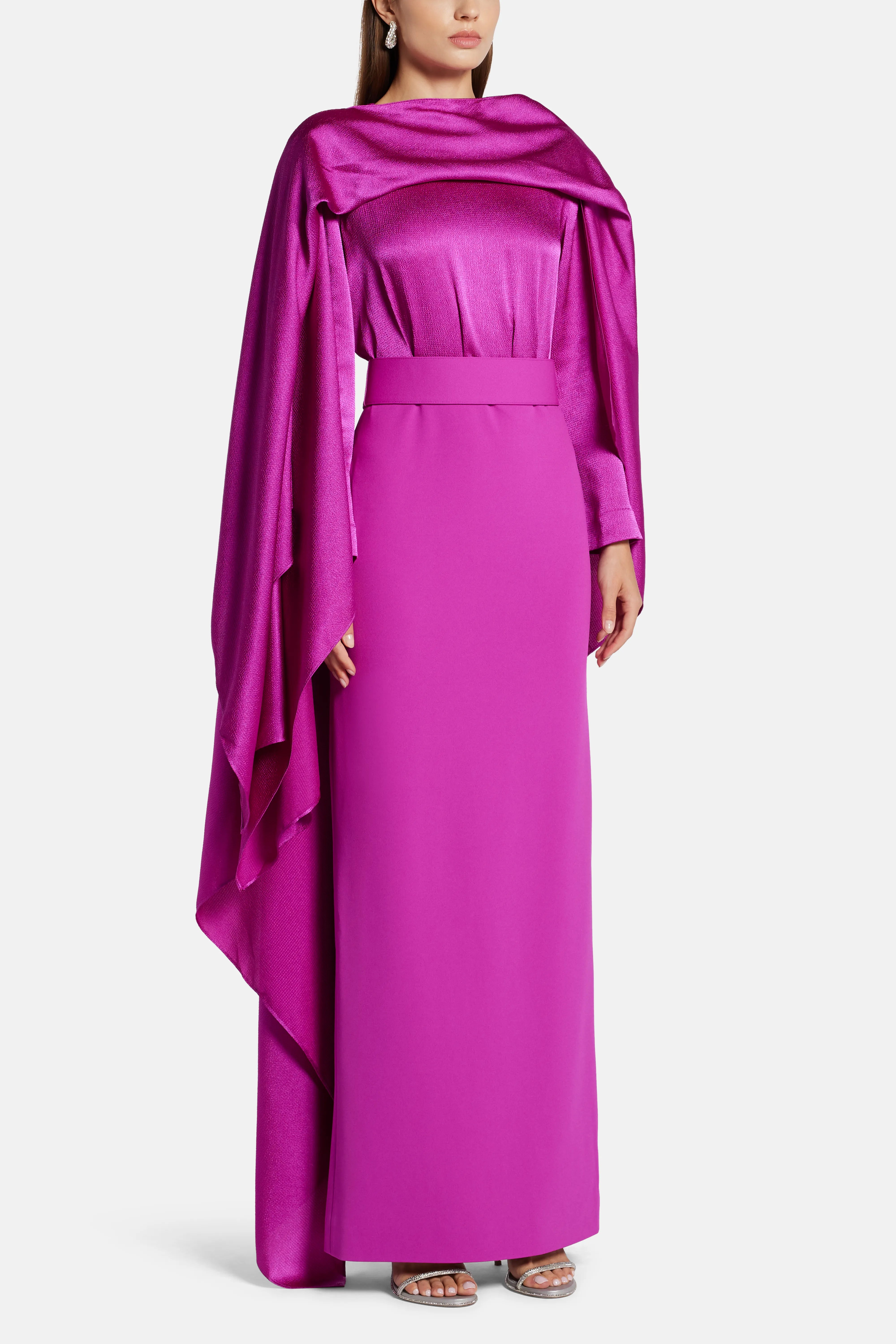 فستان ماكسي روزاليا باللون الزهري