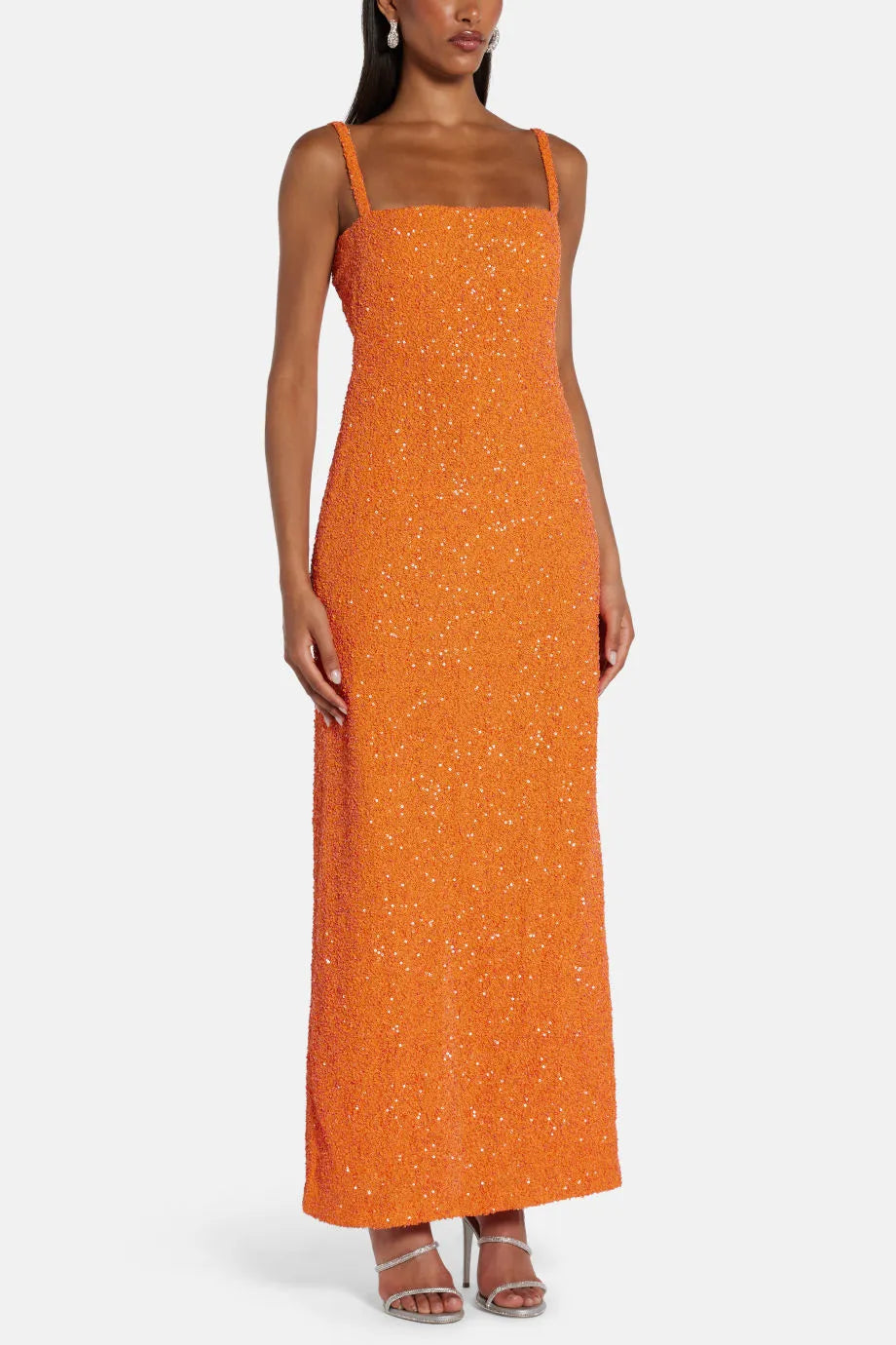 Sequins Sleeveless Maxi Dress in Orange