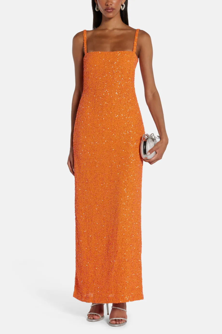 Sequins Sleeveless Maxi Dress in Orange