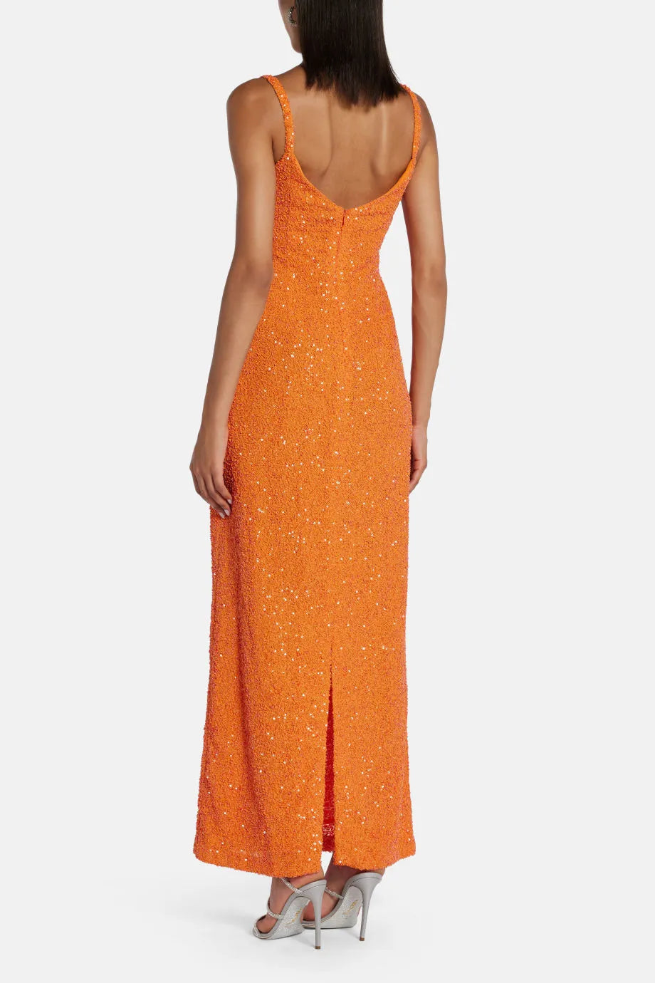 Sequins Sleeveless Maxi Dress in Orange