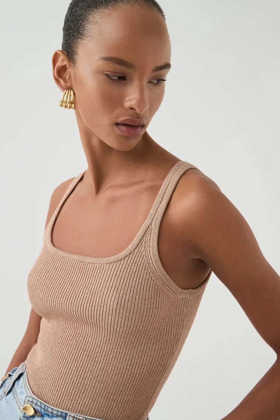 Breeze Knit Tank Top in Beige