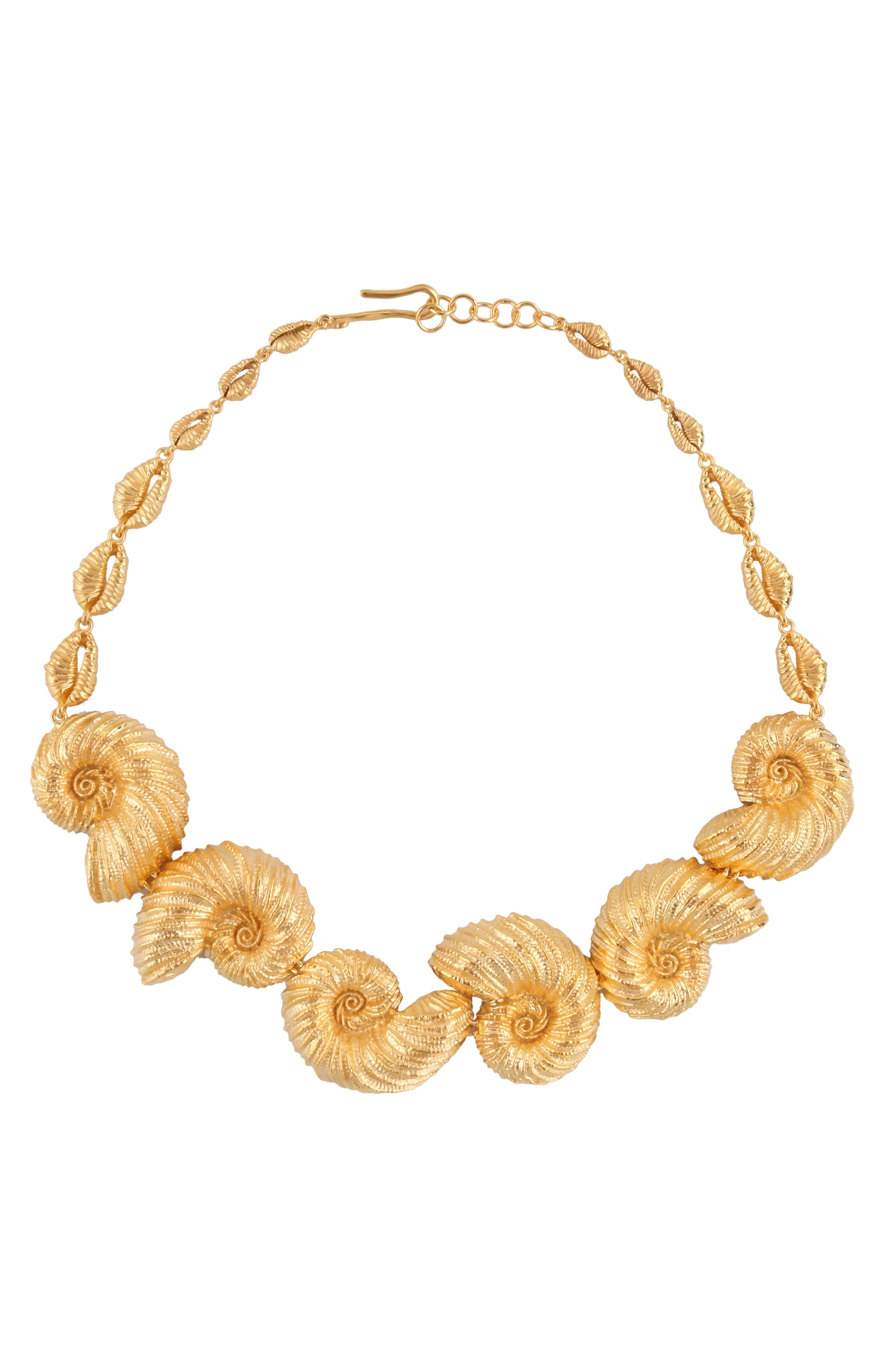 Large Necklace With Seashells in Gold