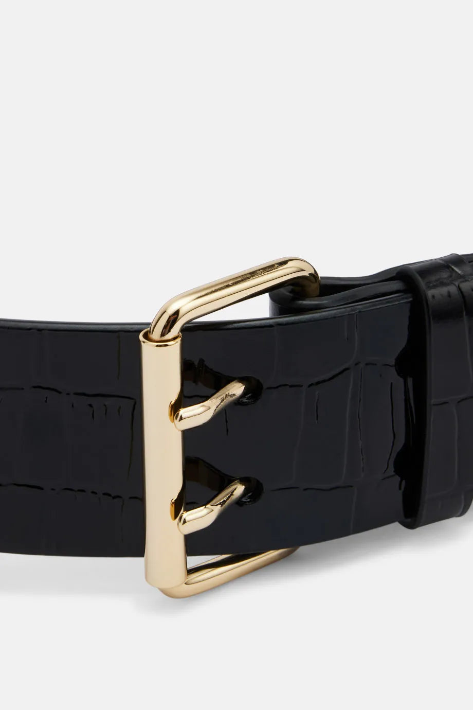 Mila Embossed Leather Belt in Black