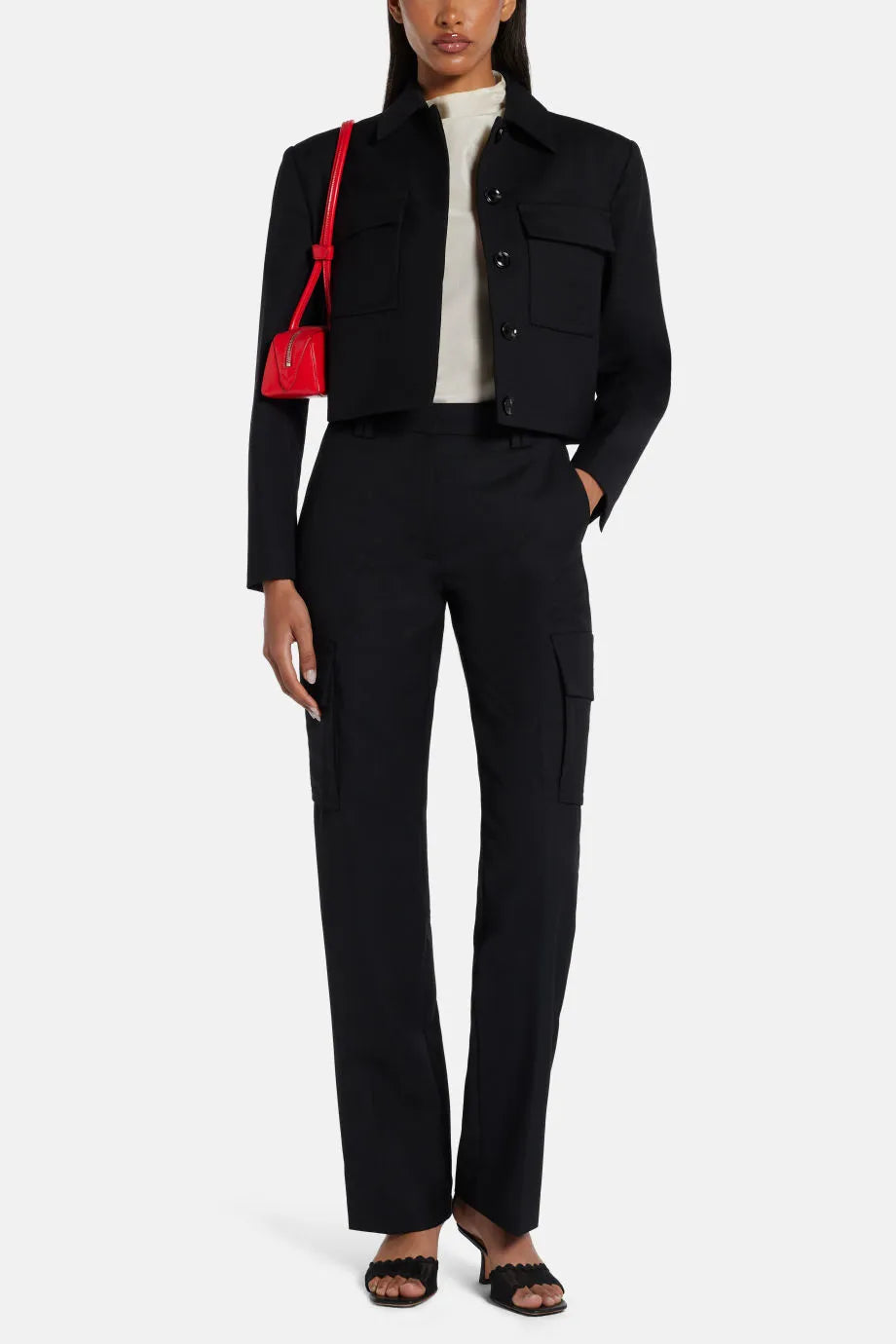 Dayton Cropped Wool Jacket in Black