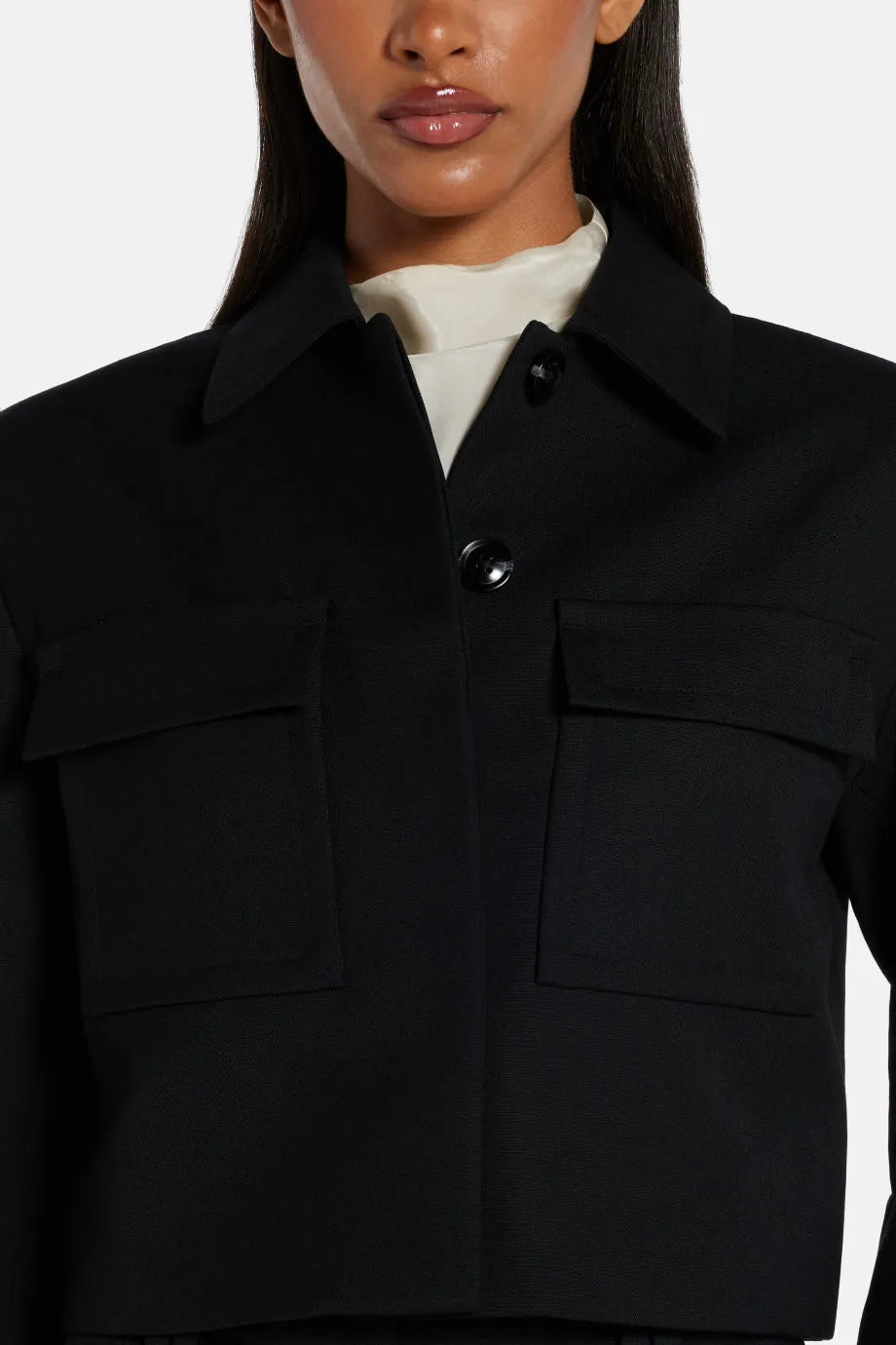 Dayton Cropped Wool Jacket in Black