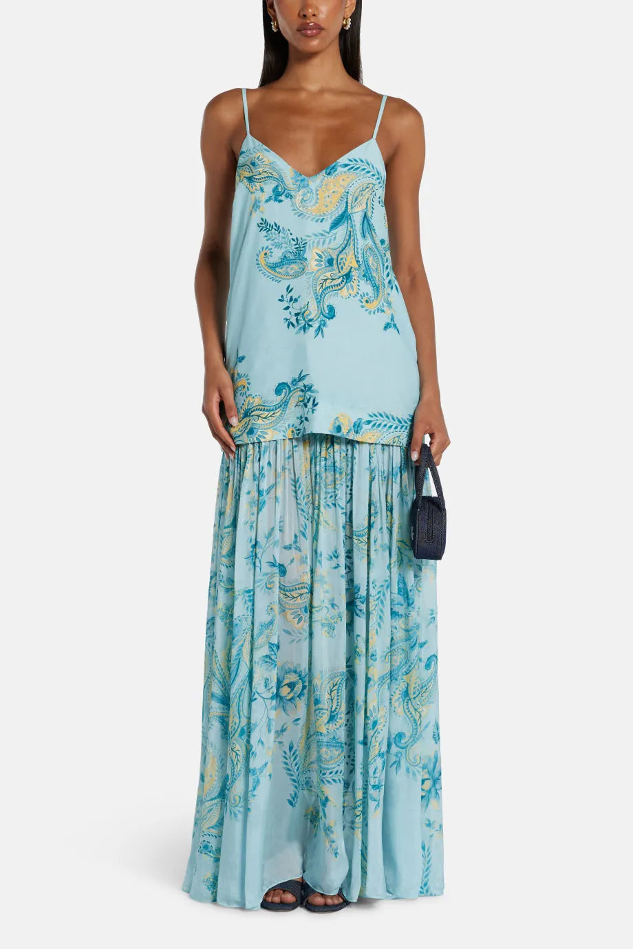 Amari Floral Sleeveless Maxi Dress in Blue