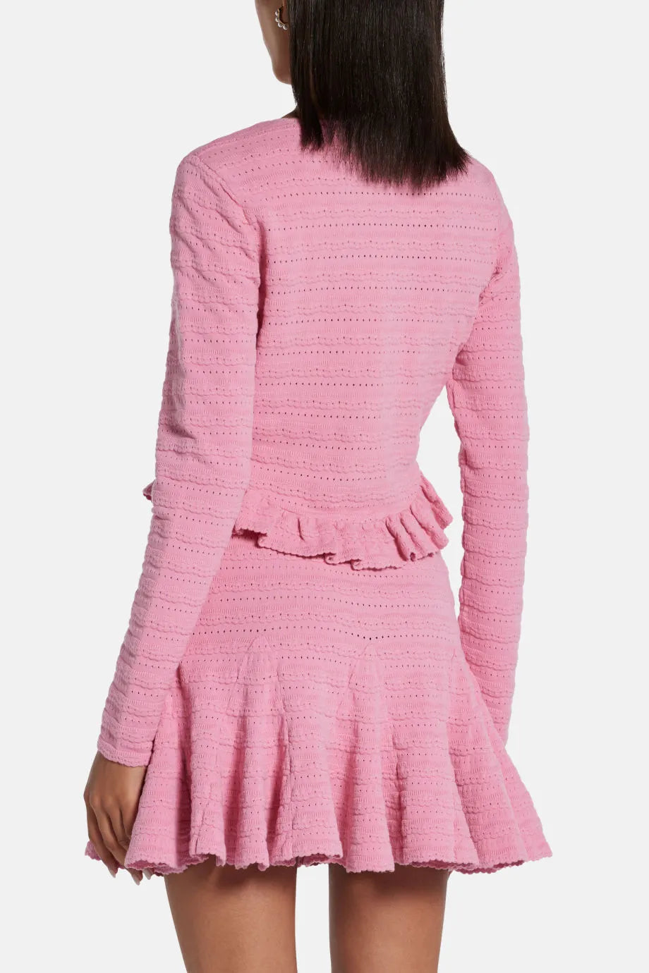 Rogan Knit Cropped Cardigan in Pink