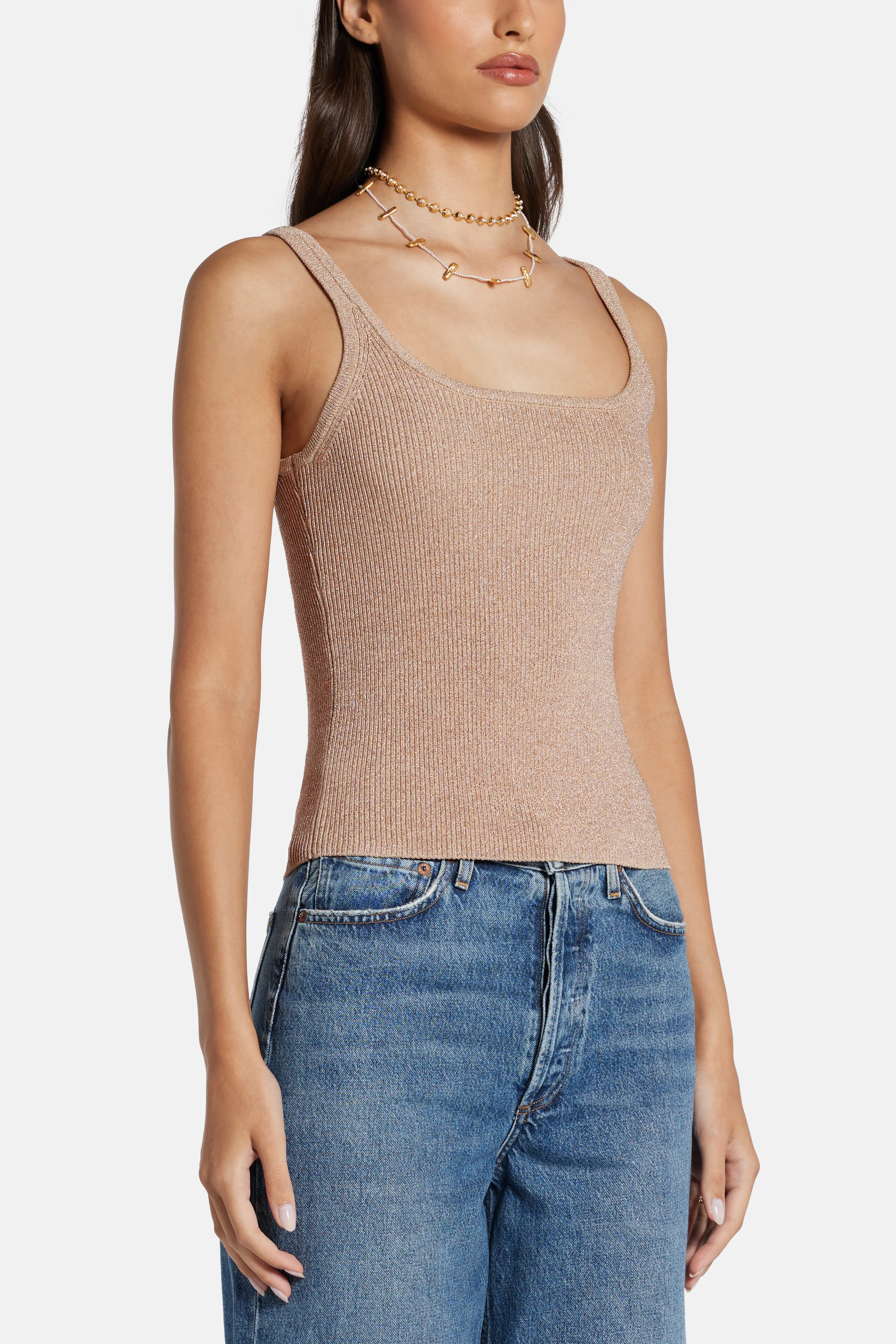 Breeze Knit Tank Top in Beige