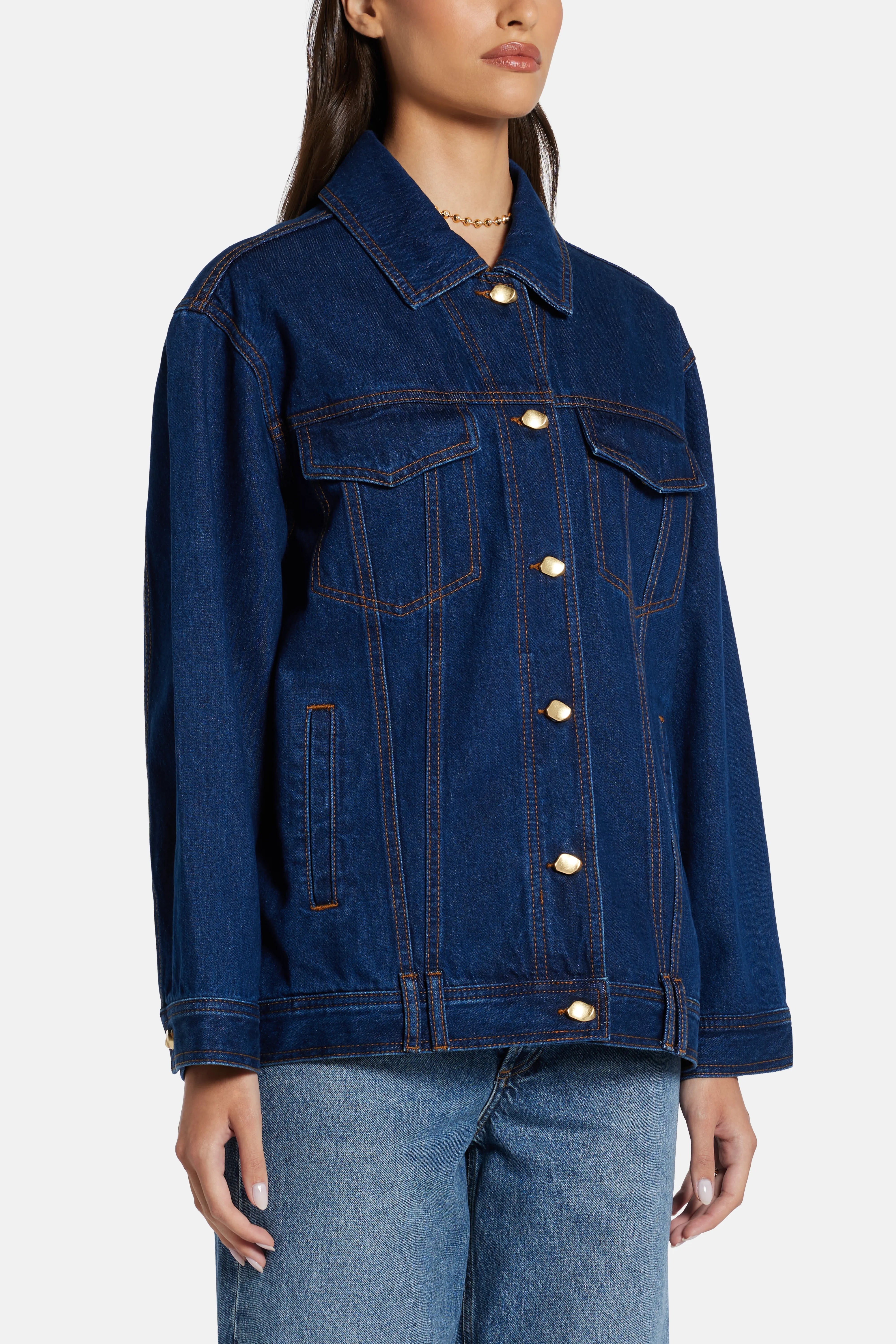 Carmen Cotton Denim Jacket in Blue