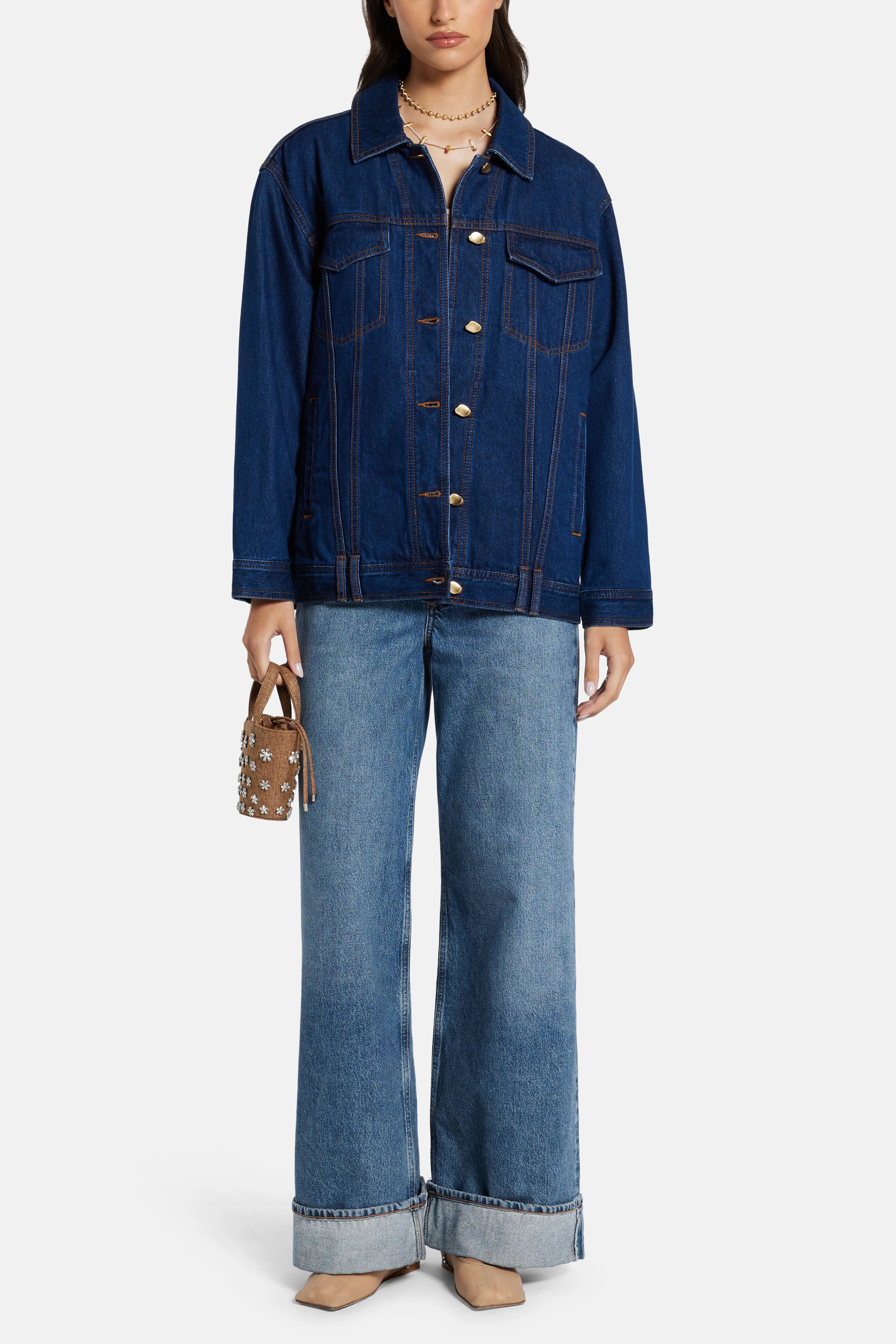 Carmen Cotton Denim Jacket in Blue