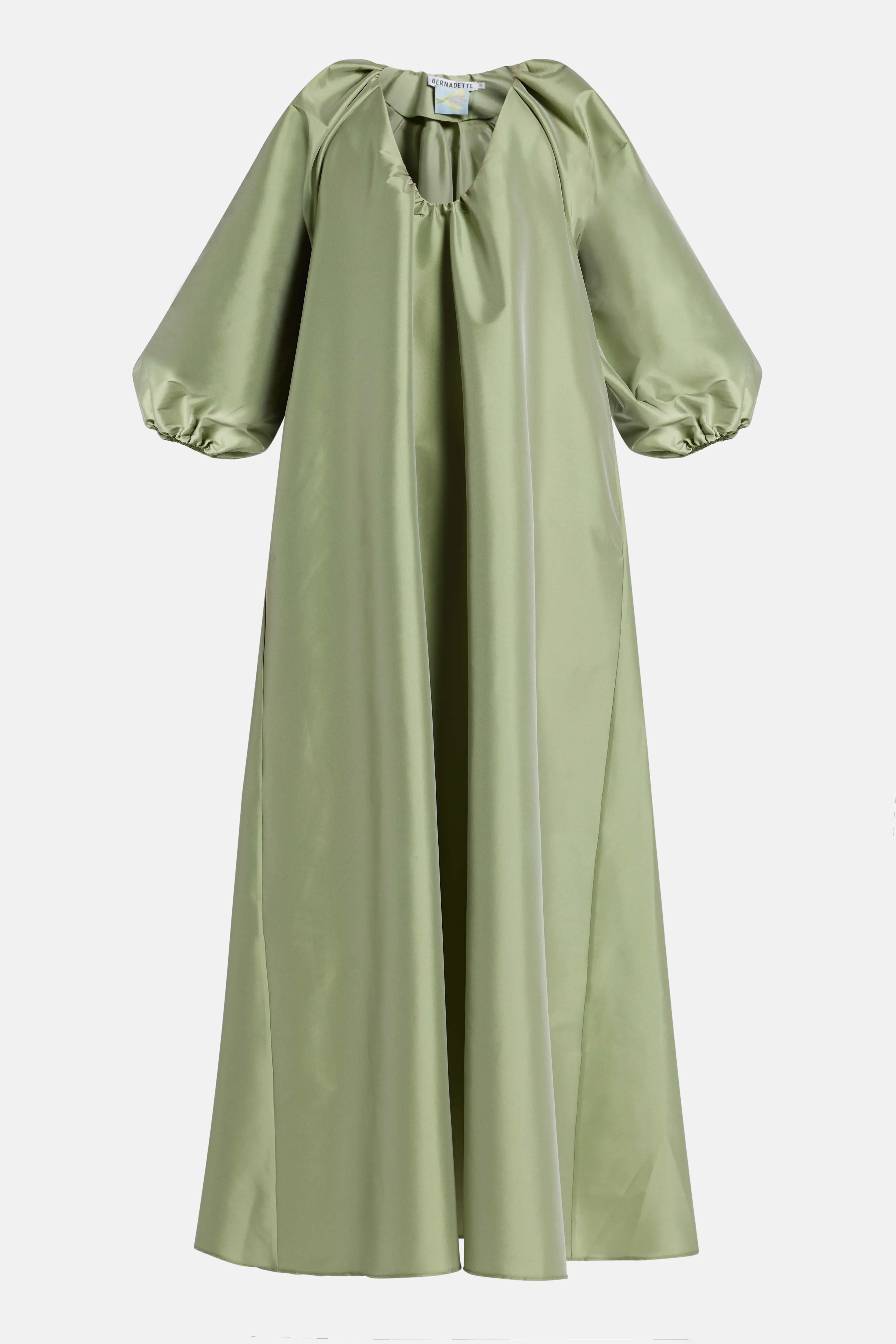Georgio Puff Sleeves Maxi Dress in Green
