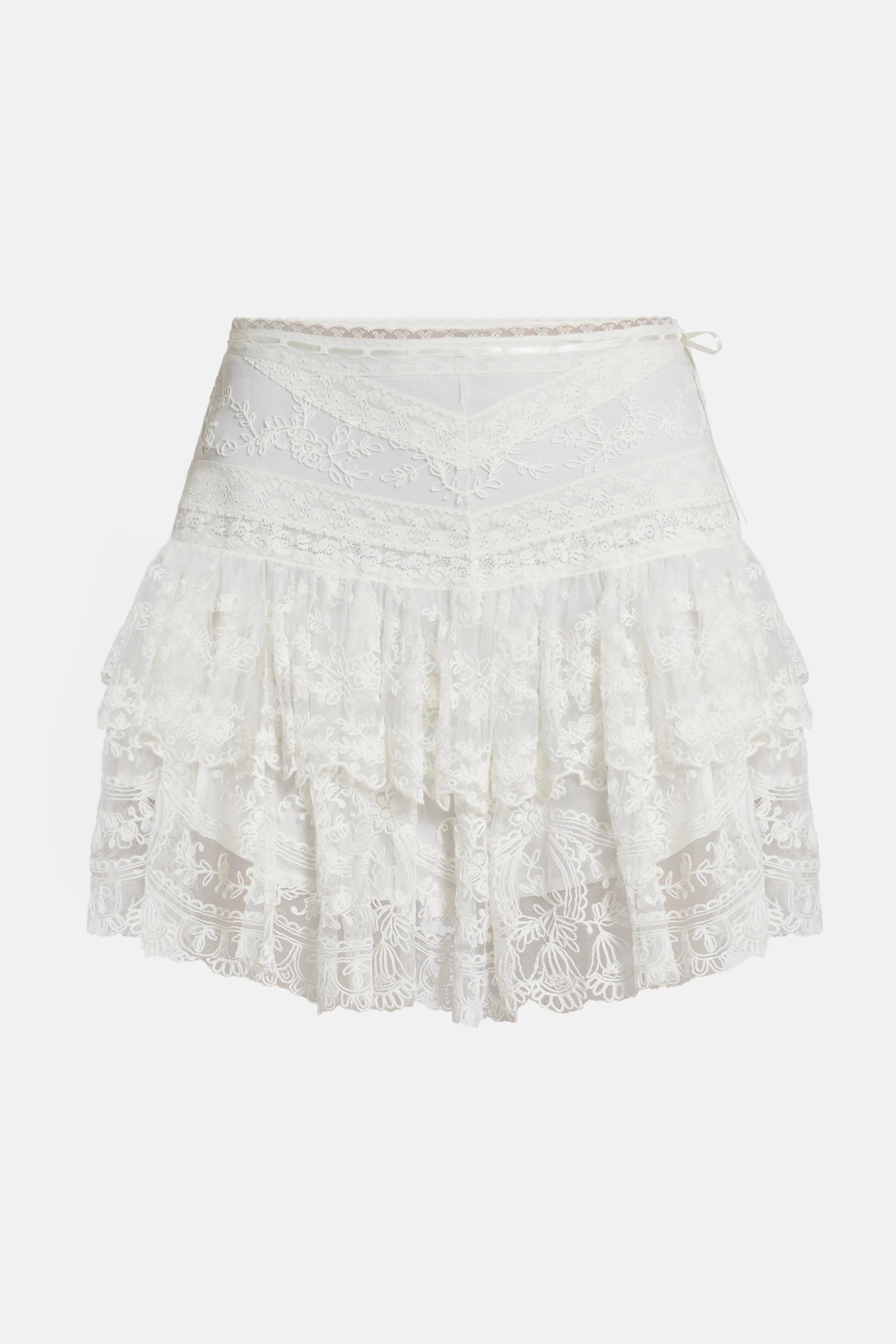 Lesea Ruffle Mini Skirt in White