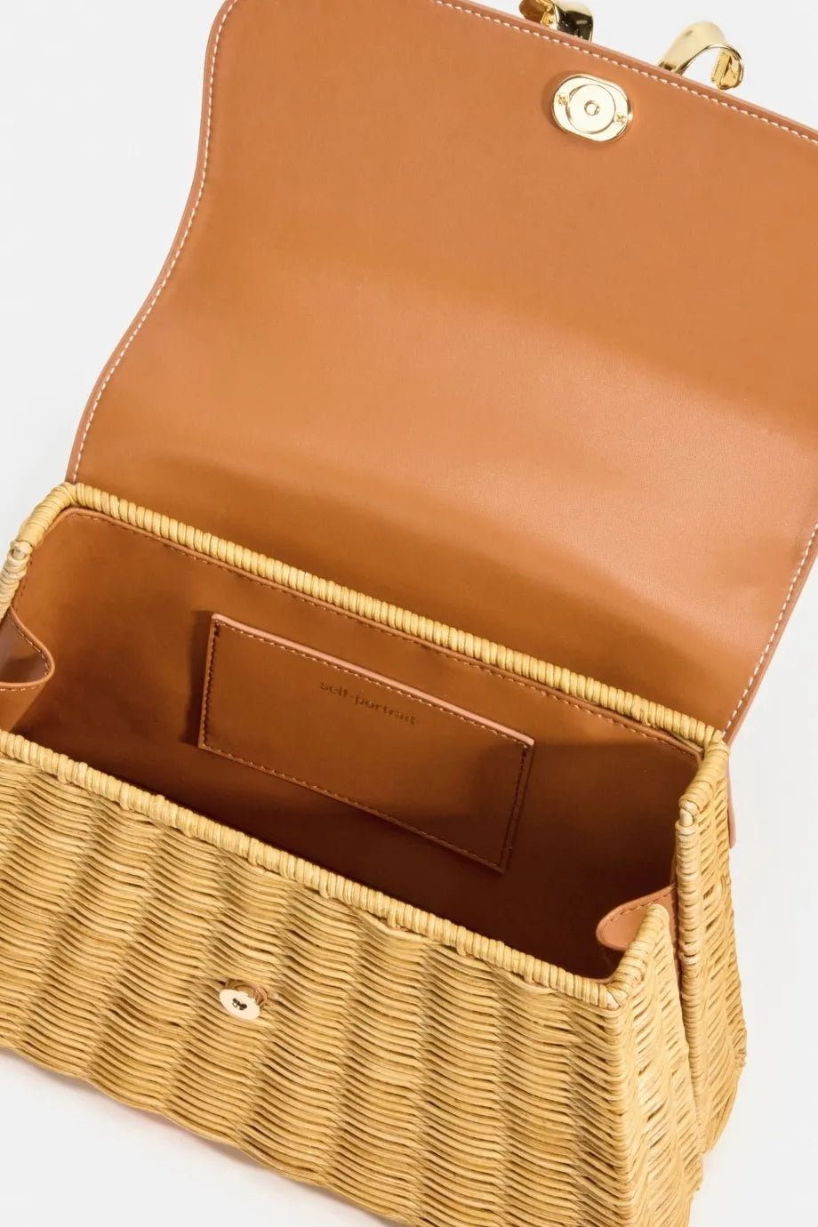 Rattan Bow Top Handle Mini Bag in Brown