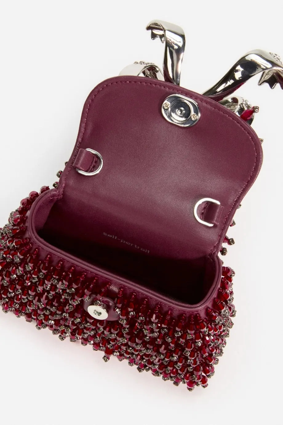 Embellished Bow Mini Bag in Burgundy