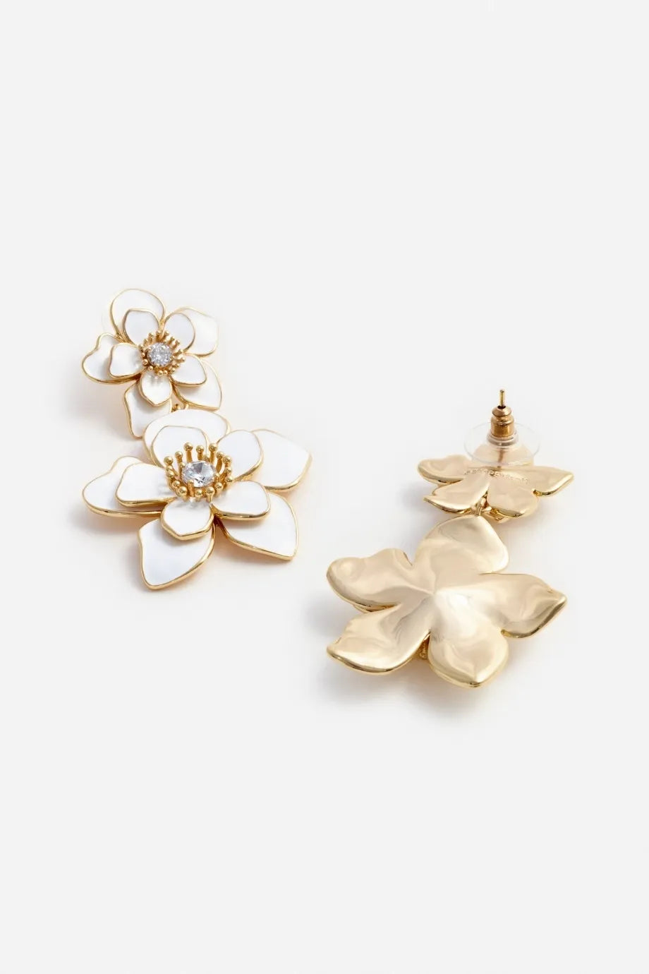 Flower Tiered Earrings in Cream