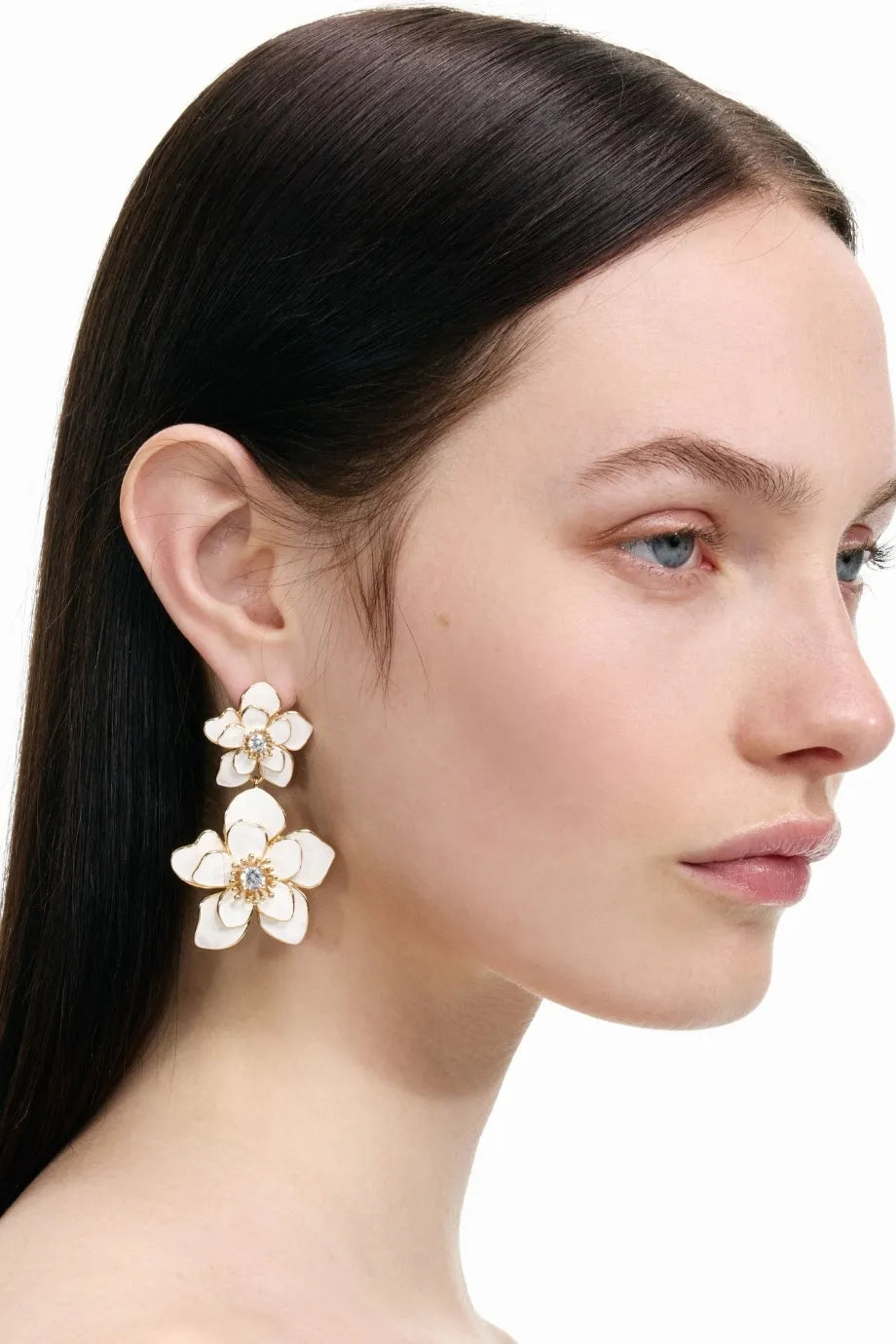 Flower Tiered Earrings in Cream