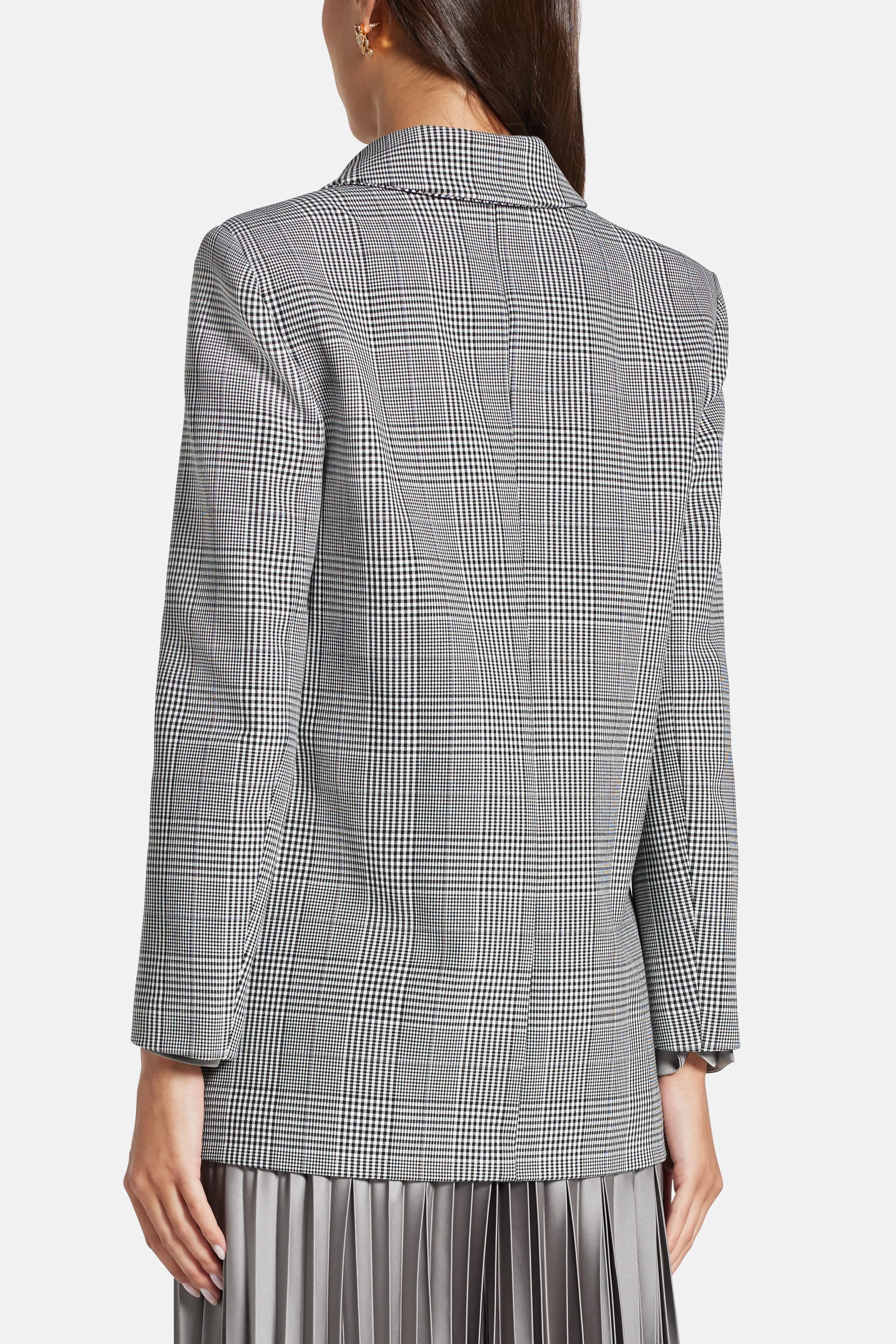 Prince Of Wales Check Single Breasted Blazer in Grey