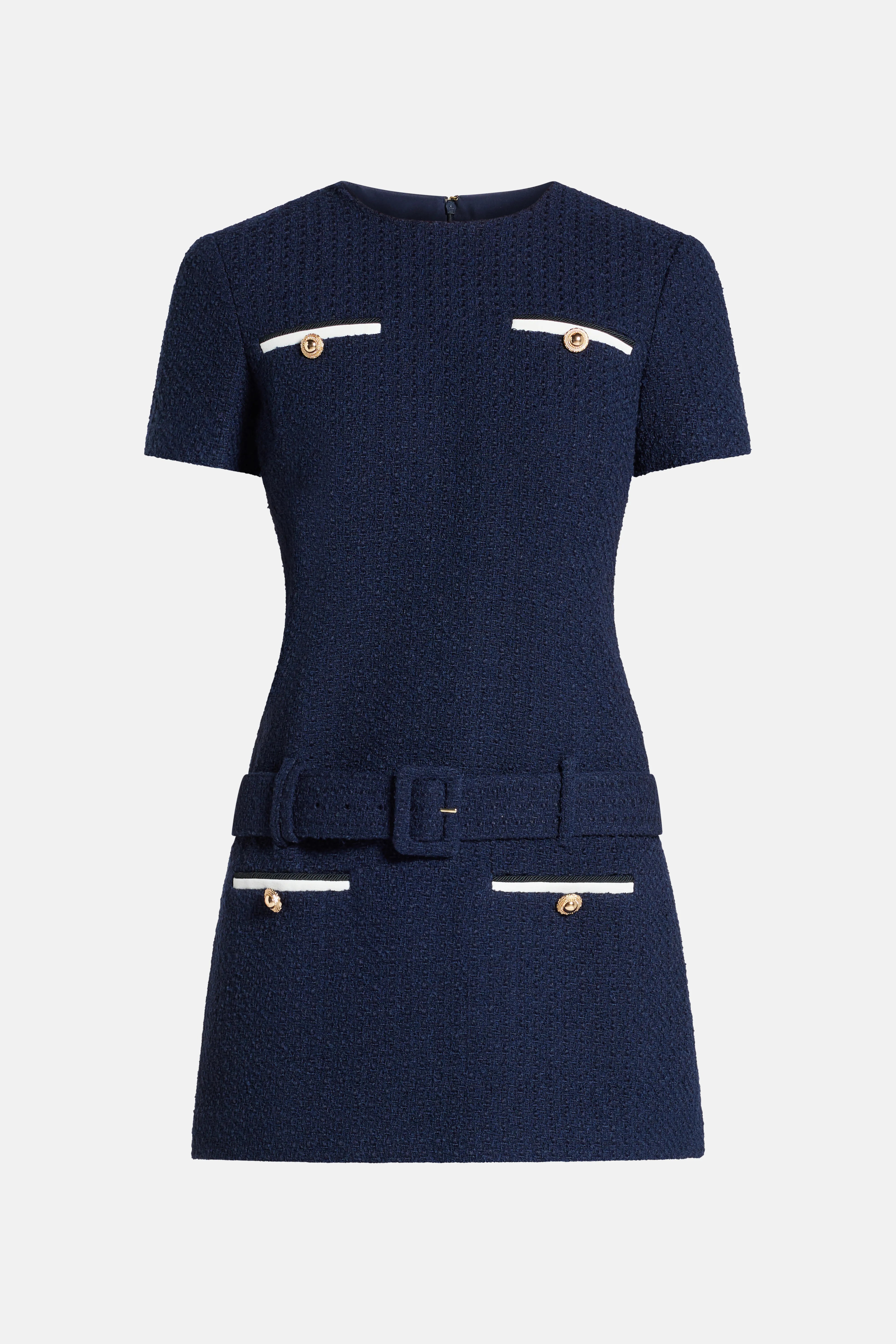 Boucle Mini Dress in Blue