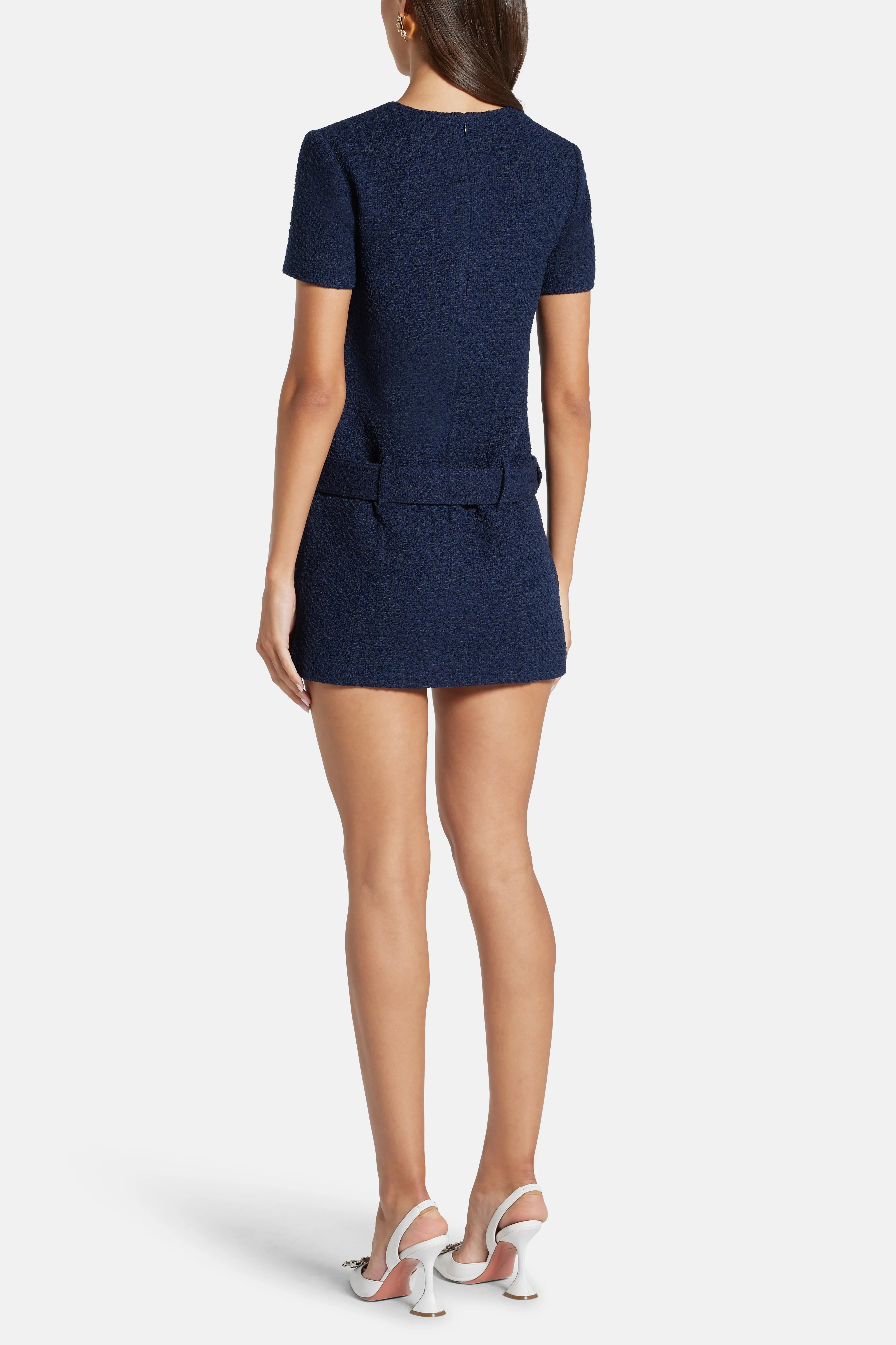 Boucle Mini Dress in Blue