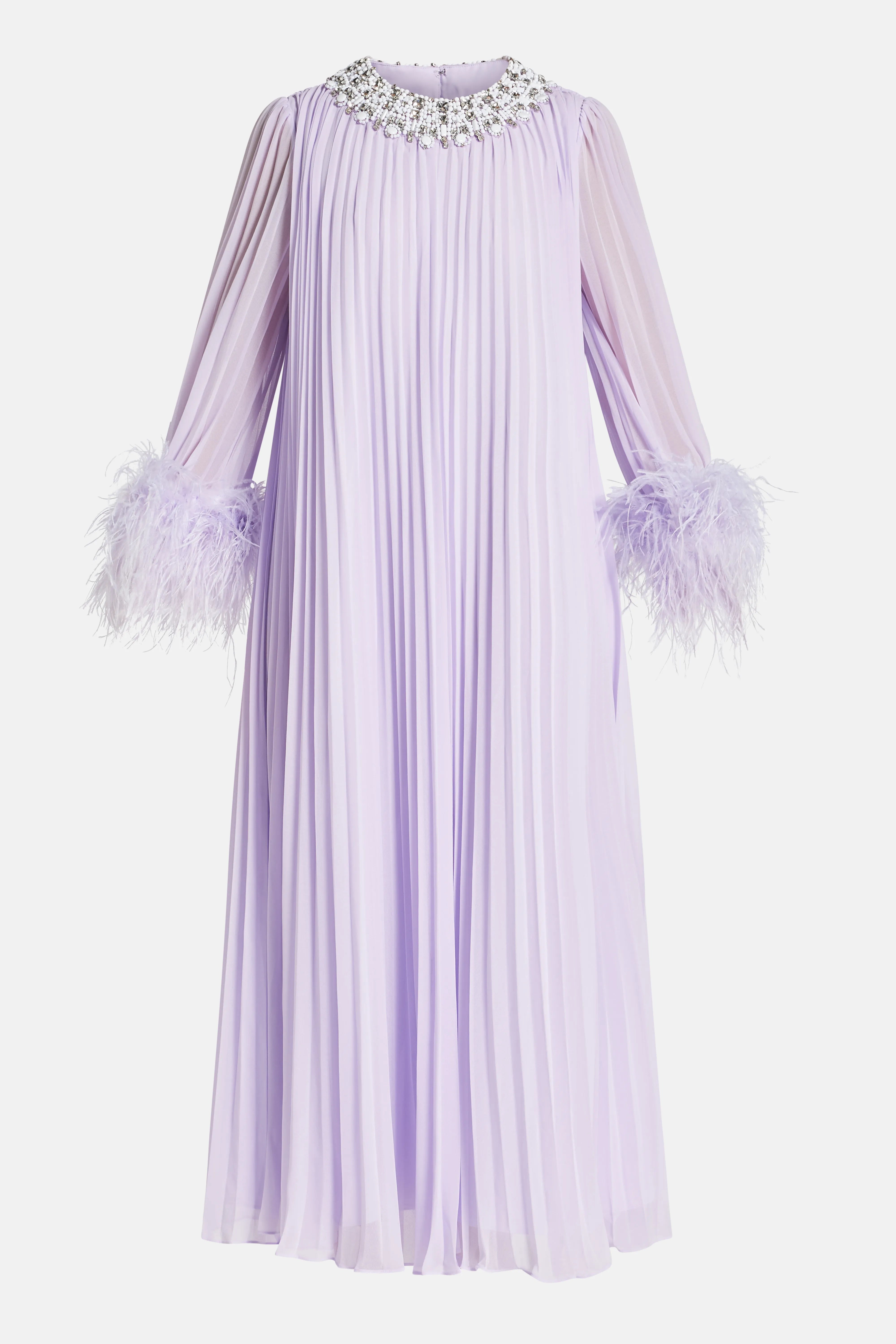 Chiffon Feather Evening Dress in Purple