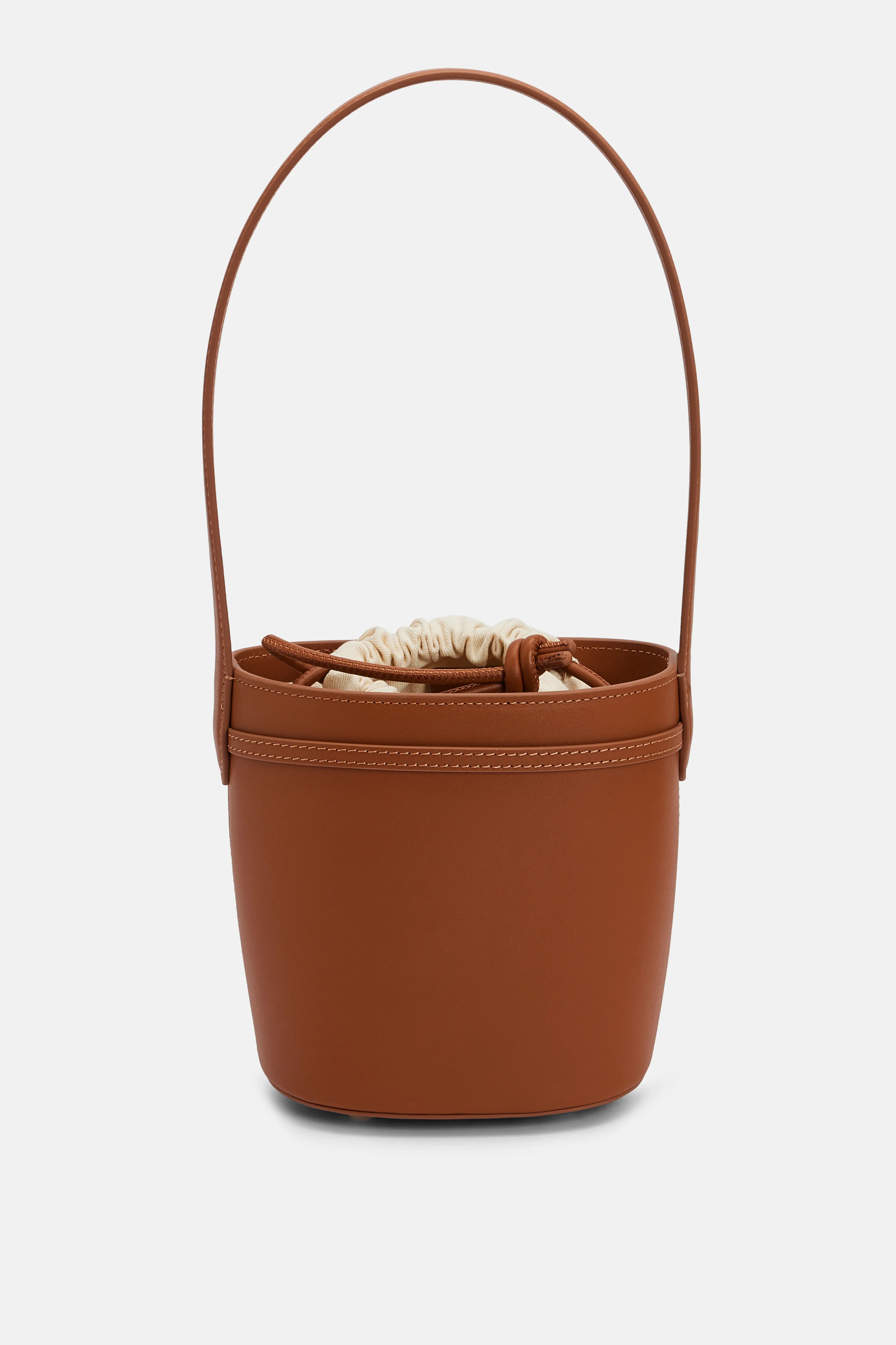 Leather Bow Shoulder Bag in Brown